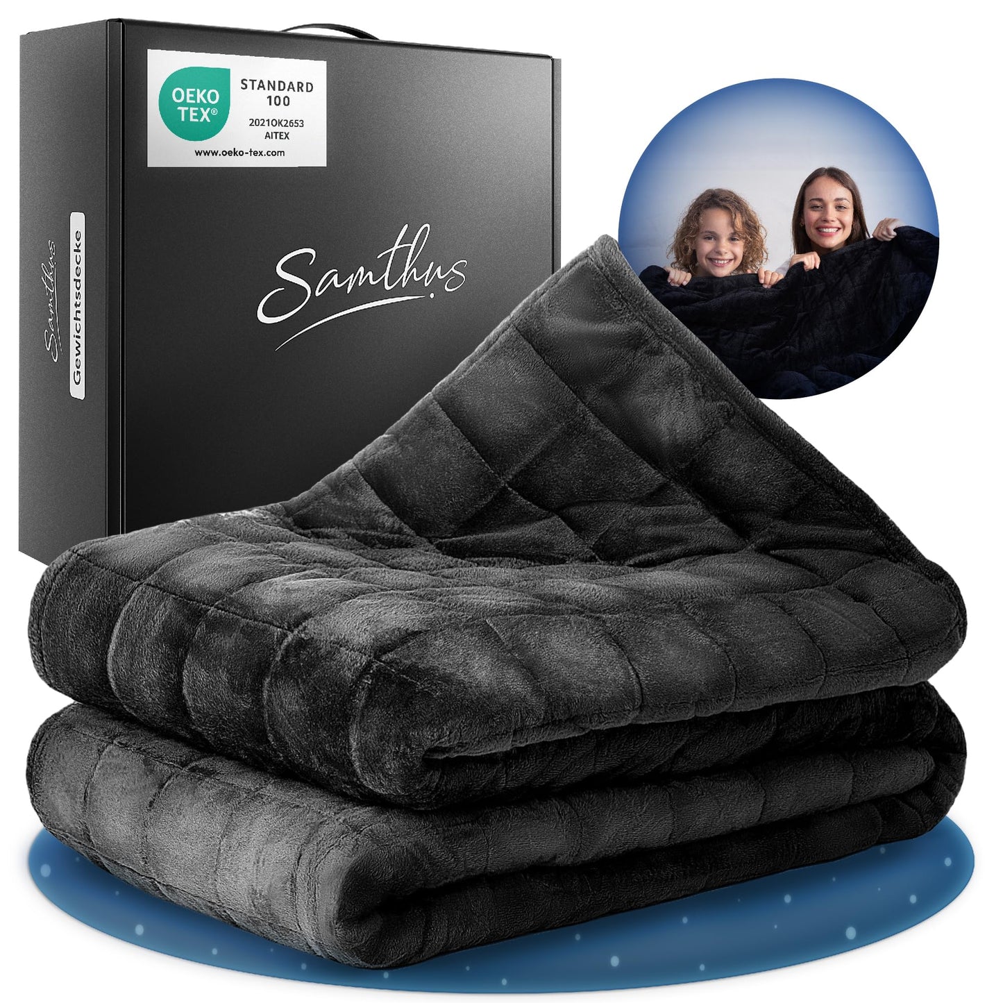 Gewichtsdecke 135x200cm Therapiedecke 3kg, Schwarz 3.0 Kilogramm