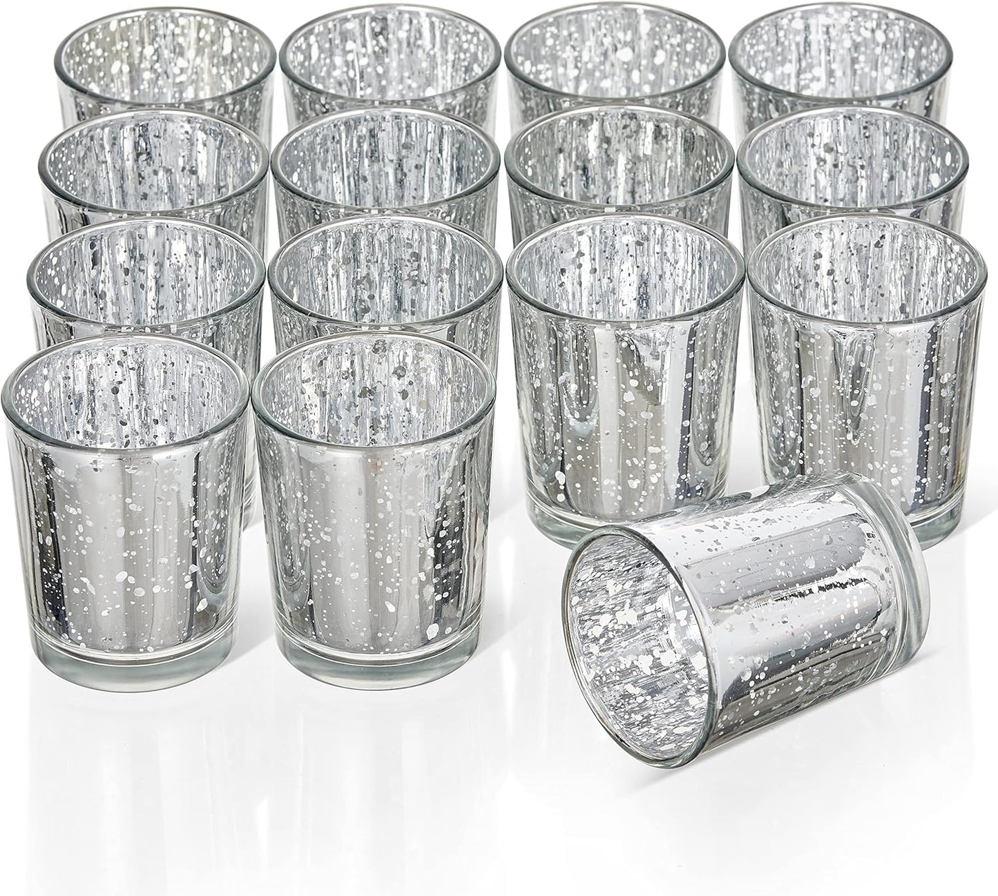 30er-Set Gesprenkelte Teelichthalter, Silber 30