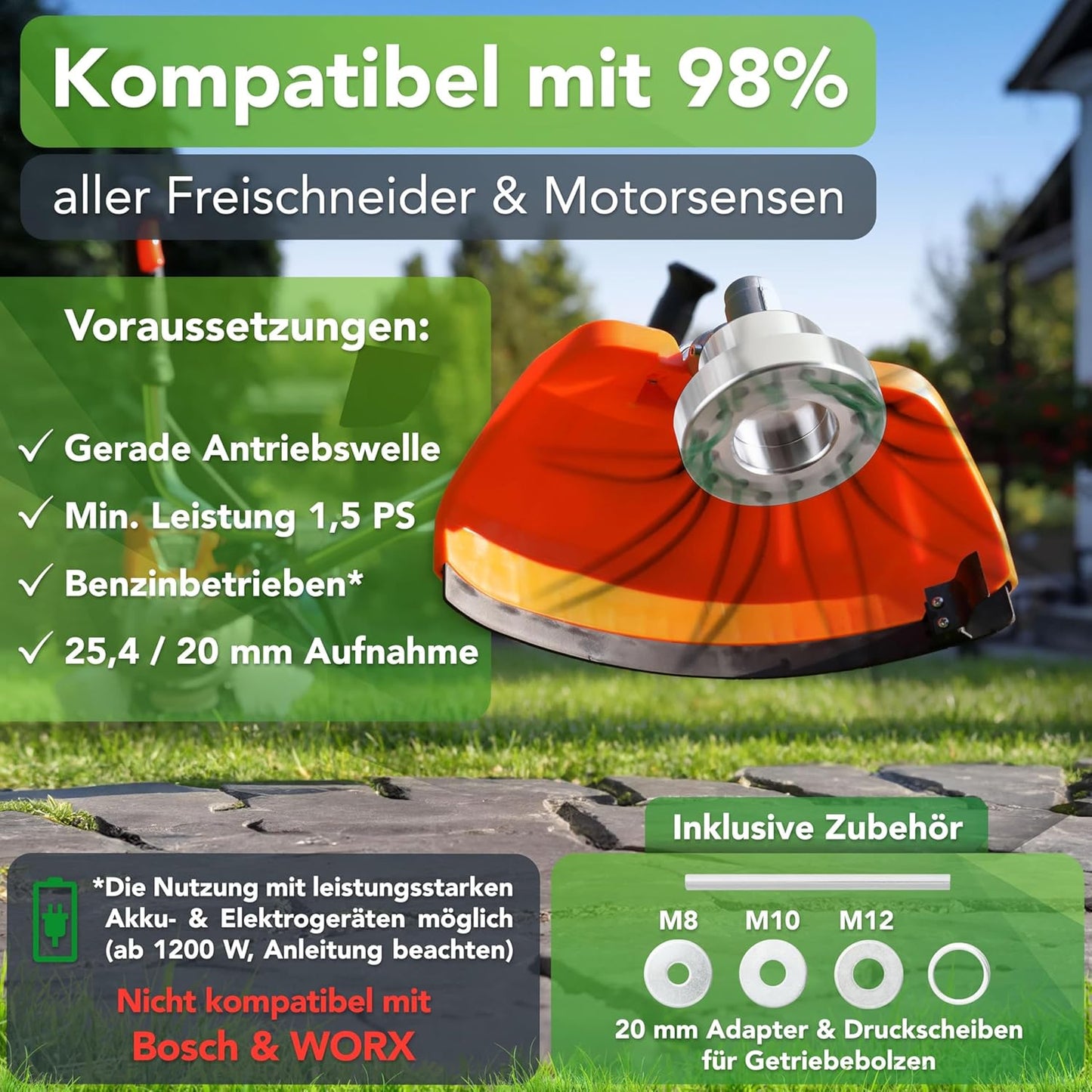 Unkrautbürste für Freischneider & Motorsense, Aluminium & PA66 Nylon