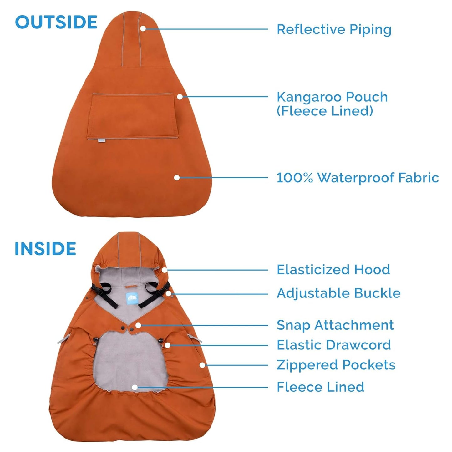 Wasserdichte Baby-Raincover für Tragen und Kinderwagen, Schwarz