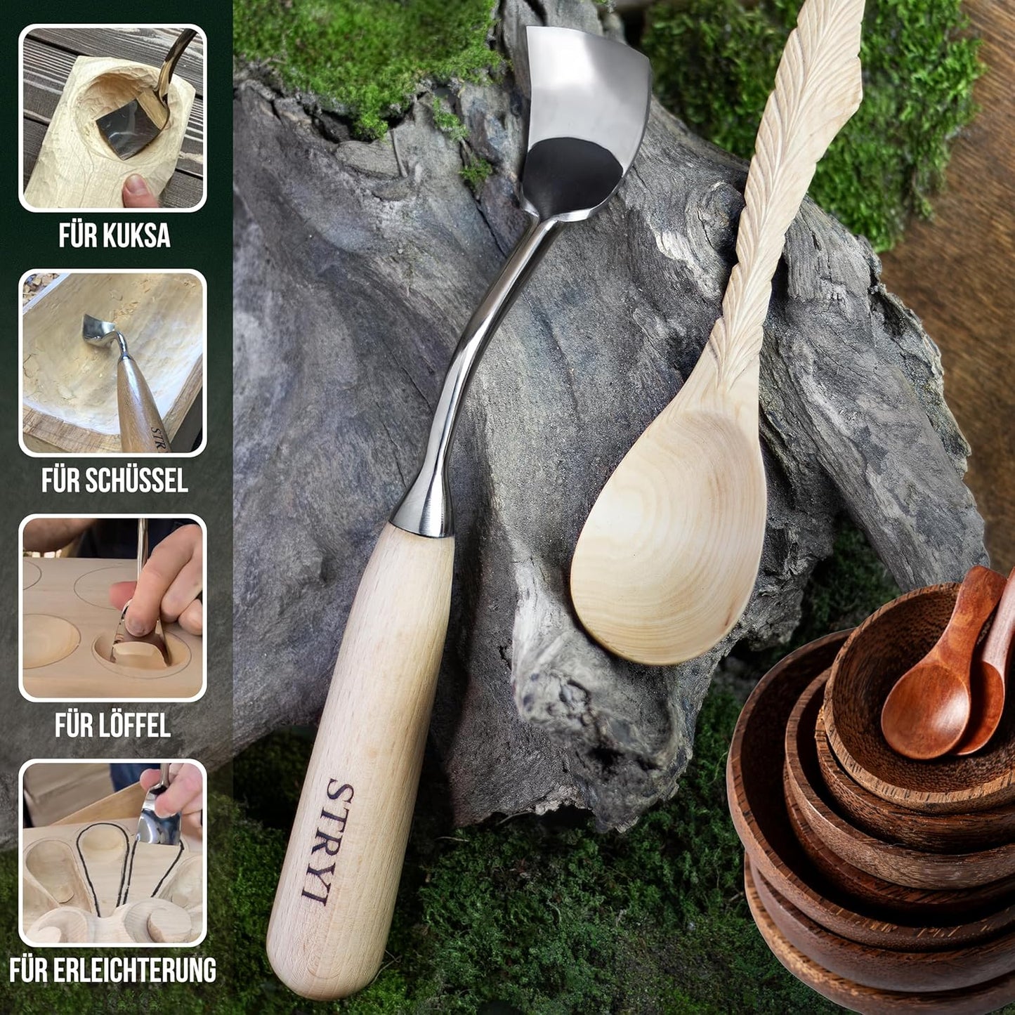 Profi Hohleisen für tiefe Holzschnitzerei, 40 mm