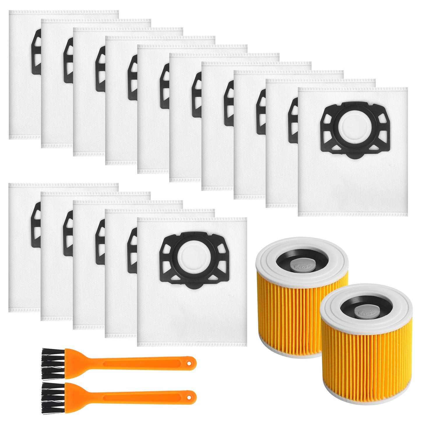 Staubsaugerbeutel-Set für Kärcher (15 Beutel, 2 Filter & 2 Filterbürsten)