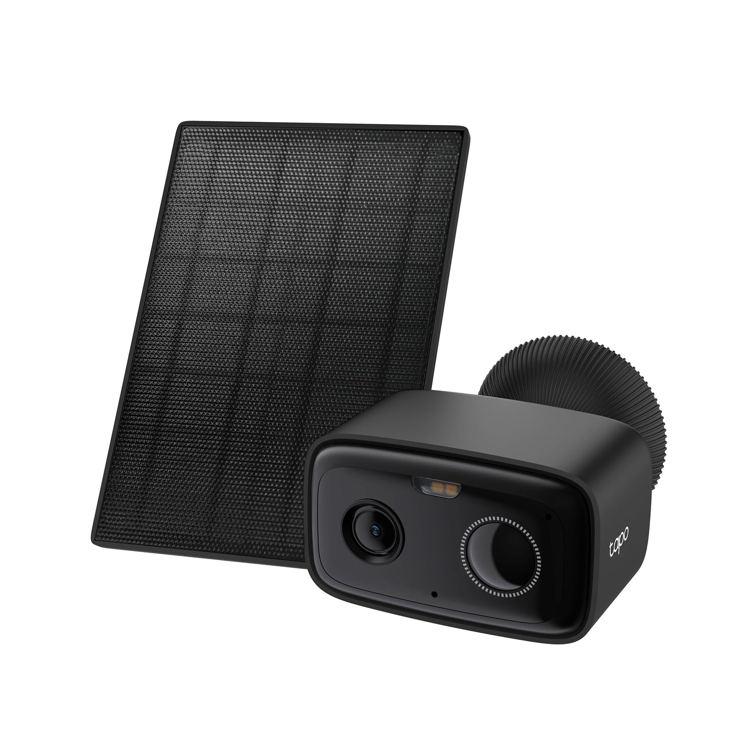 Solar Überwachungskamera C401 mit KI-Erkennung und Nachtsicht, mit Solarpanel schwarz