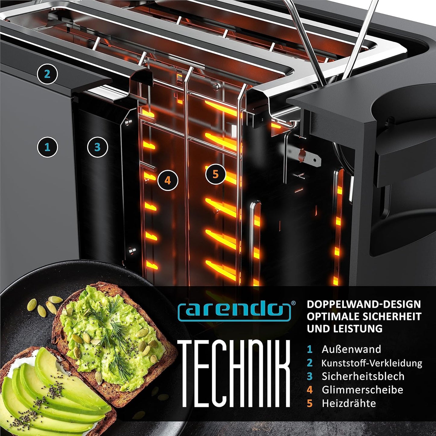 Toaster Manha Compact mit Restzeitanzeige und 6 Bräunungsgraden, B: Cool Grey