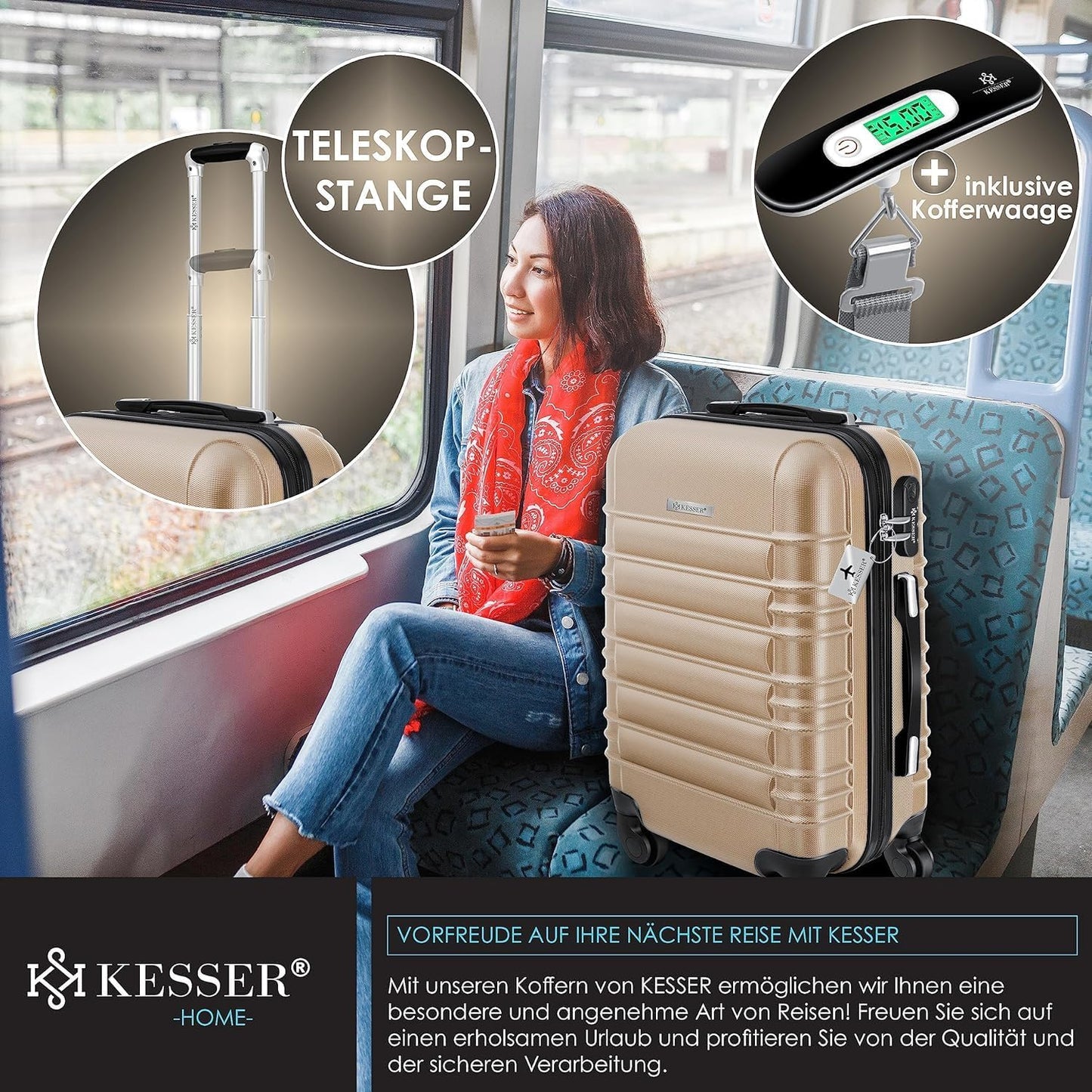 Handgepäck-Reisekoffer, Handgepäck 55cm - 55L Champagne