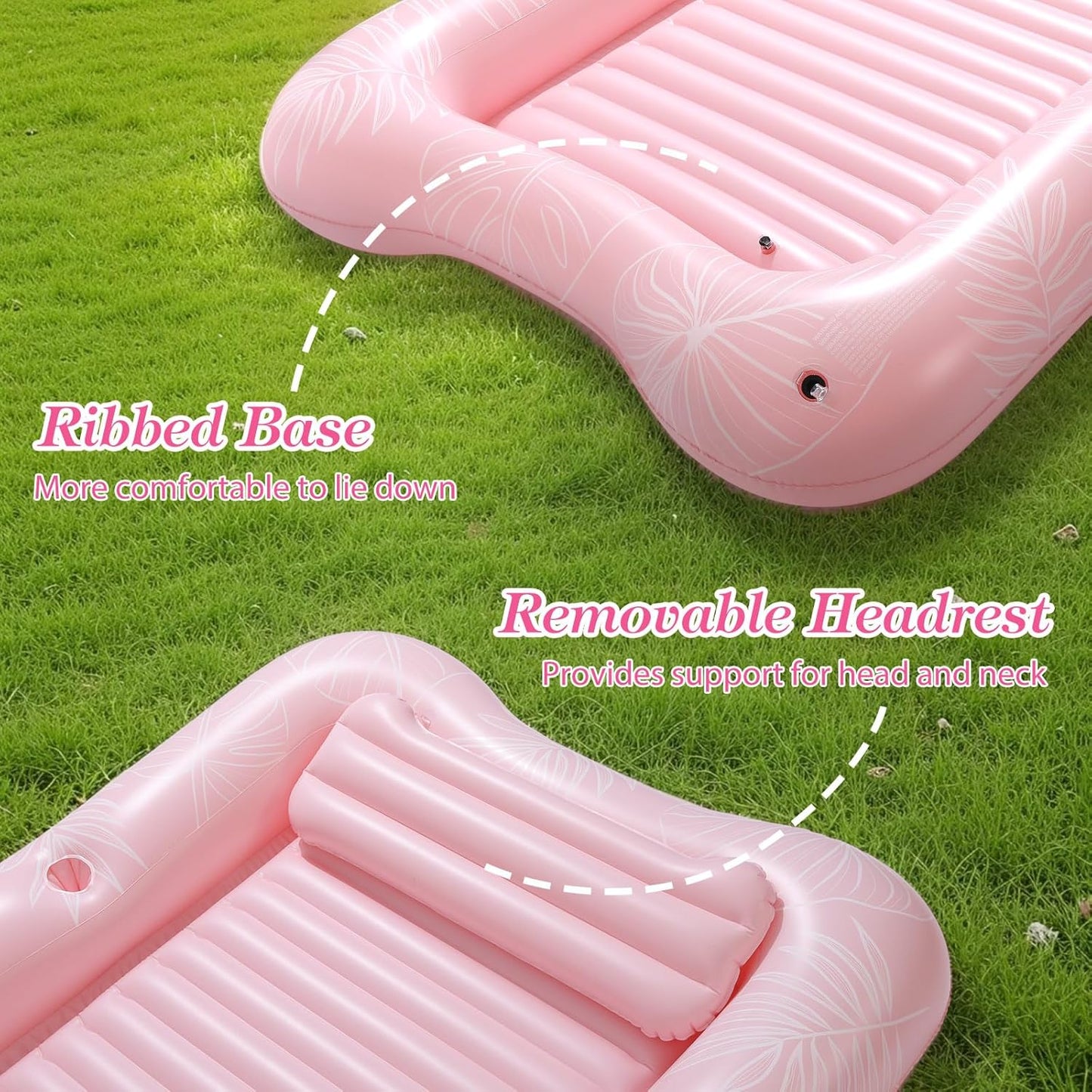 Aufblasbare Pool-Lounge mit Getränkehalter und Eisbar, M Size Pink