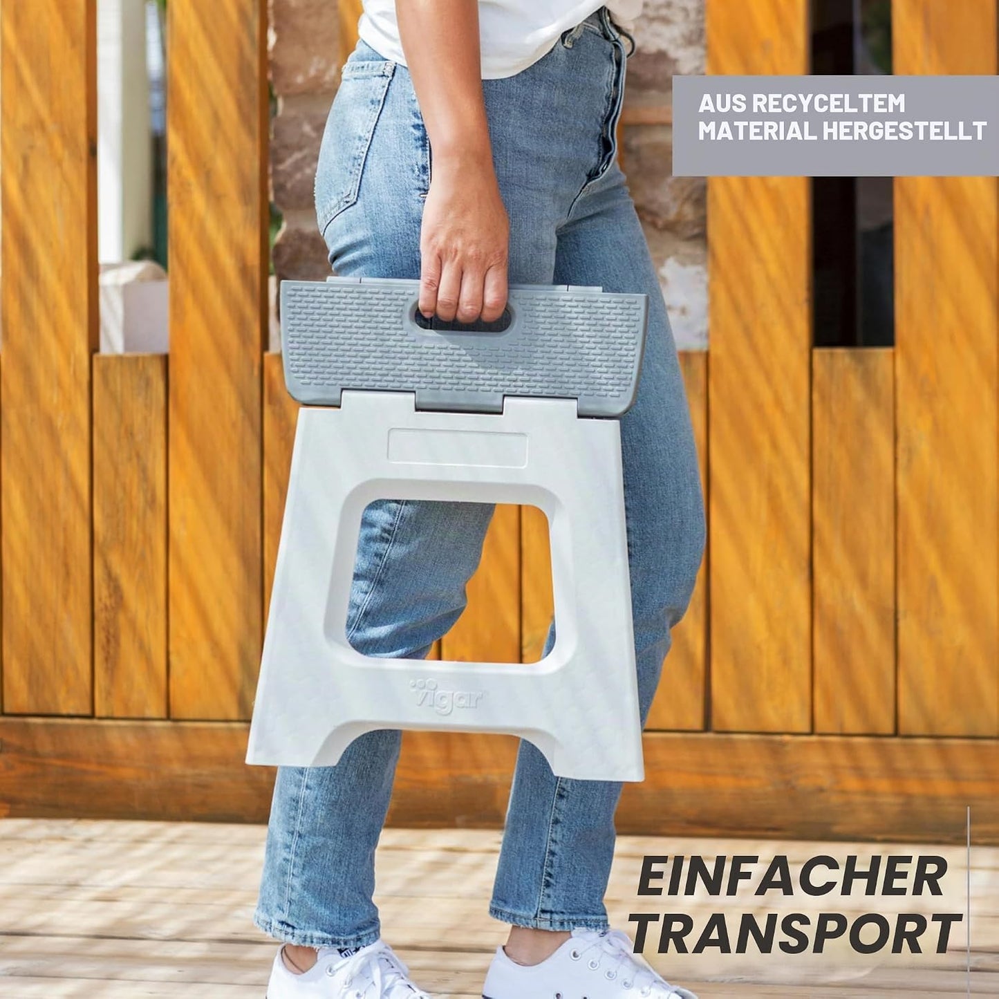 Zusammenklappbarer Hocker, Grau Zeroline 32 cm, 1-Step