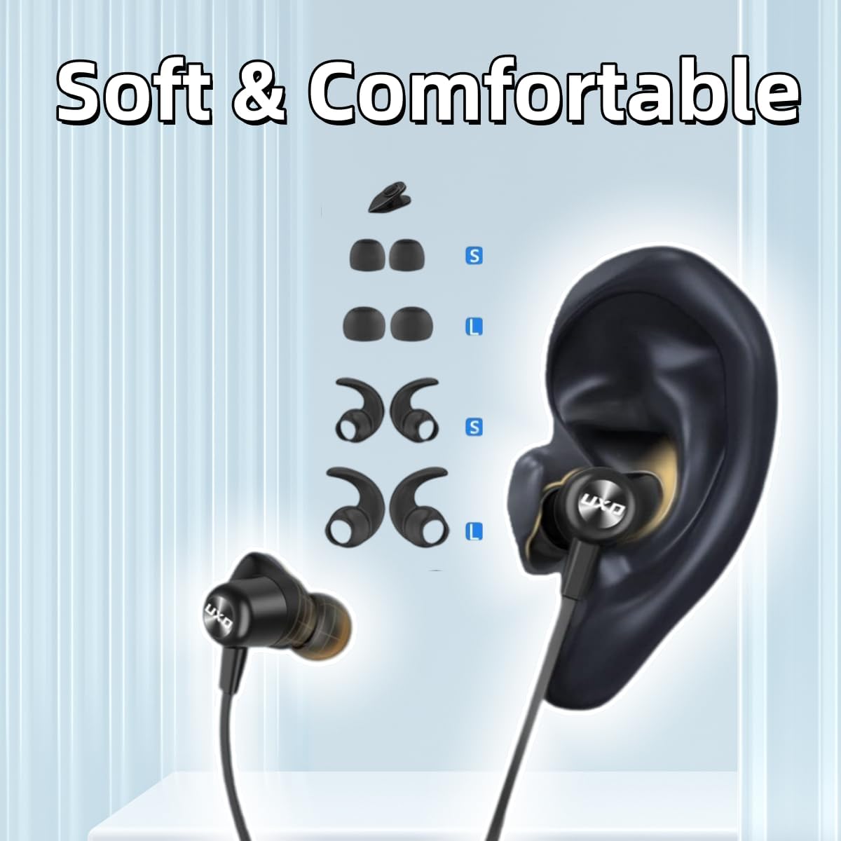 In-Ear Kopfhörer mit Mikrofon IPX7, Schwarz