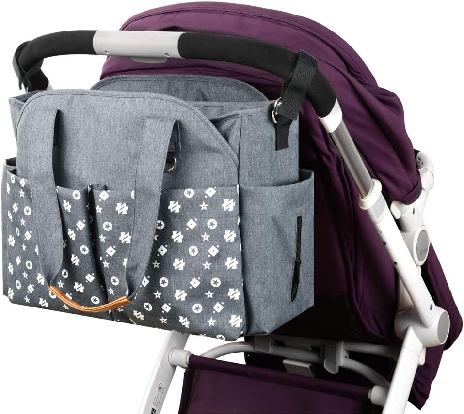 Reise-Wickeltasche mit Kinderwagenriemen (12 Taschen), Dunkelgrau
