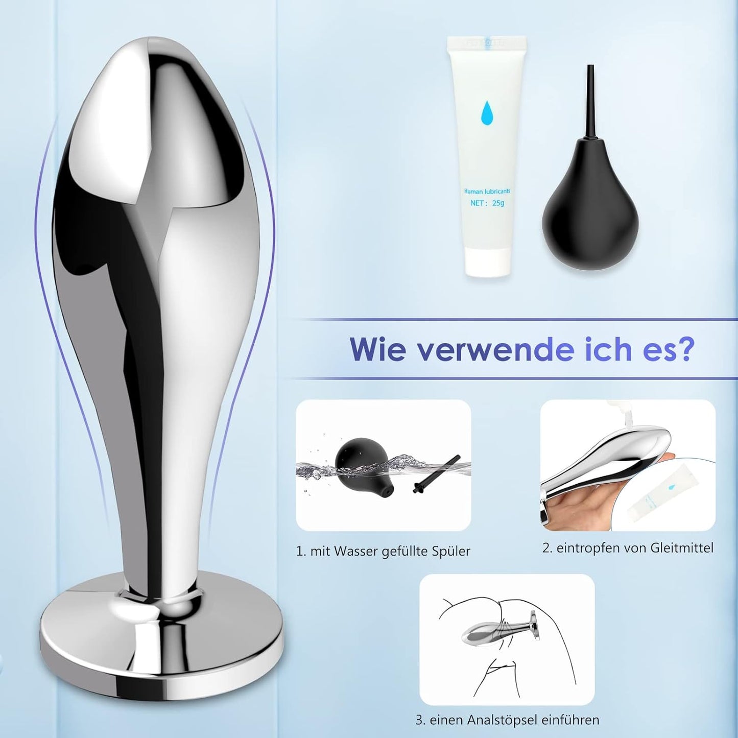 Analplug Set mit Kristall-Diamant-Spitze in 3 Grössen