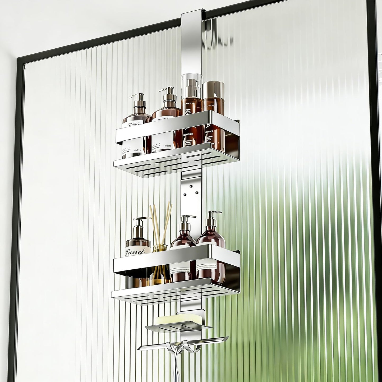 Duschablage für Glasduschtüren, Grau-grün