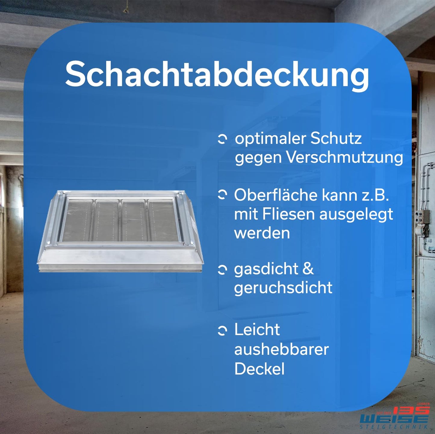 Schachtabdeckung 40x40 cm, geruchsdicht, begehbar, 40 x 40 cm