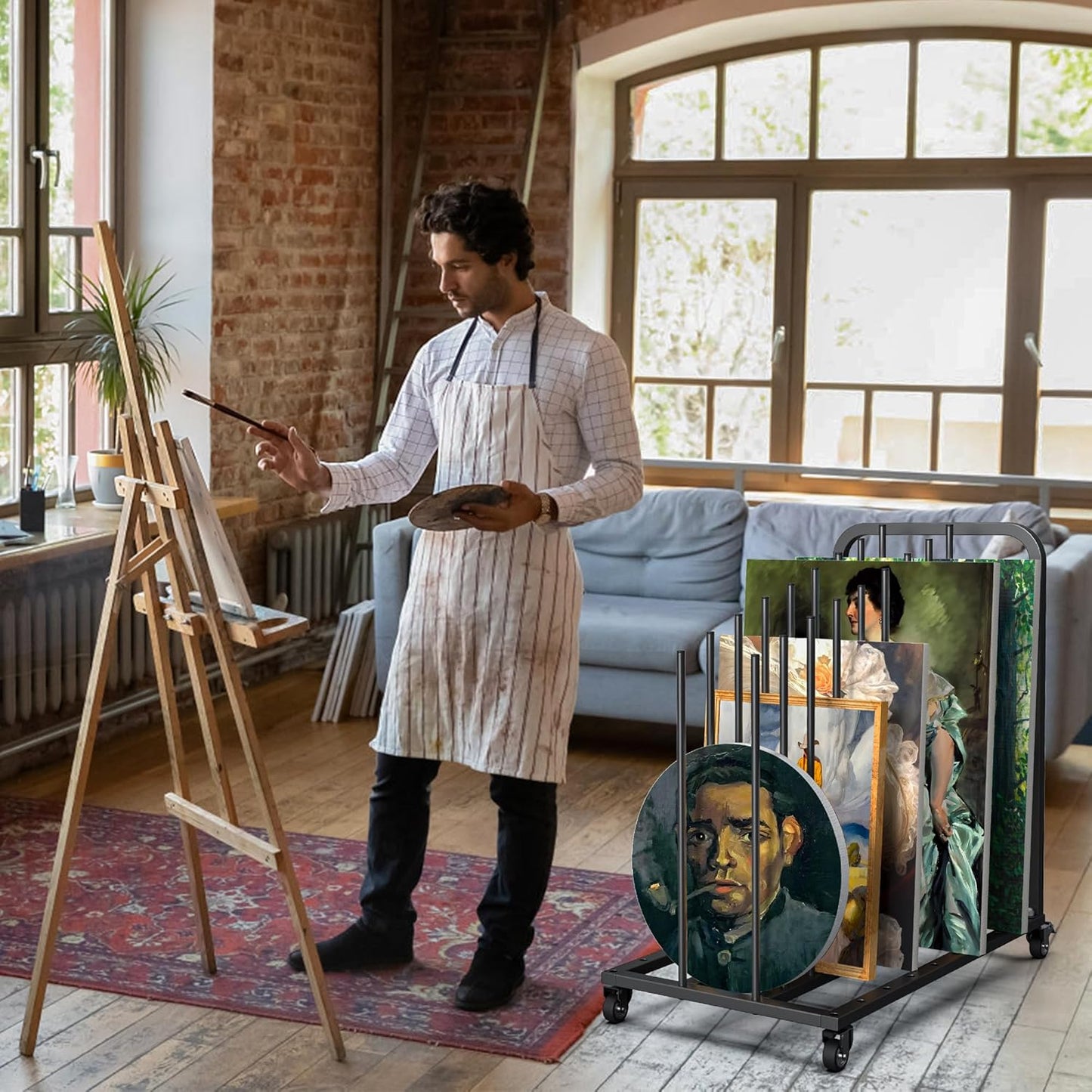 Mobiles Kunst-Trockengestell mit Rollen und Bremse