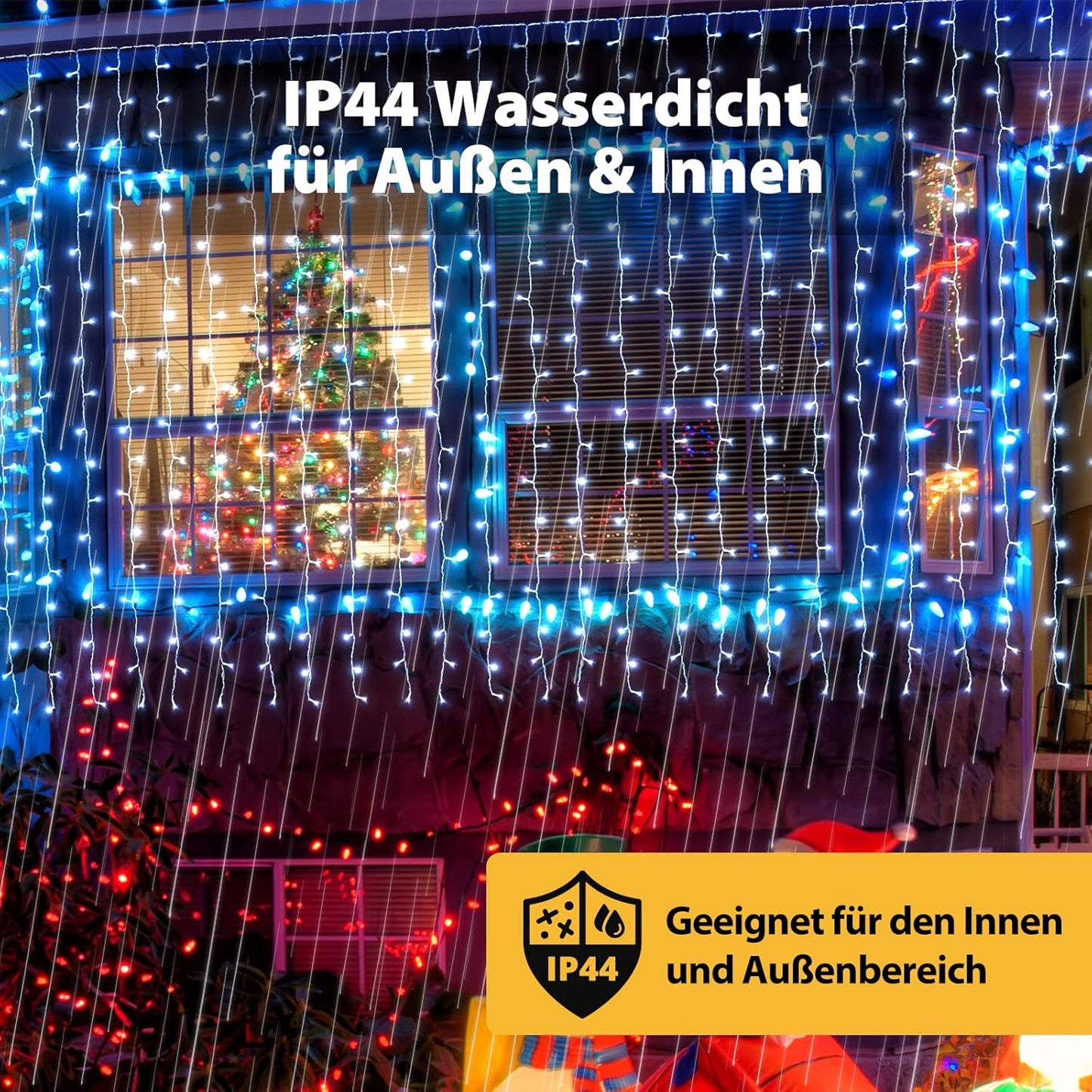 LED Lichtervorhang 3x3m mit 8 Modi und Memory-Funktion, 3*3m Kaltweiss
