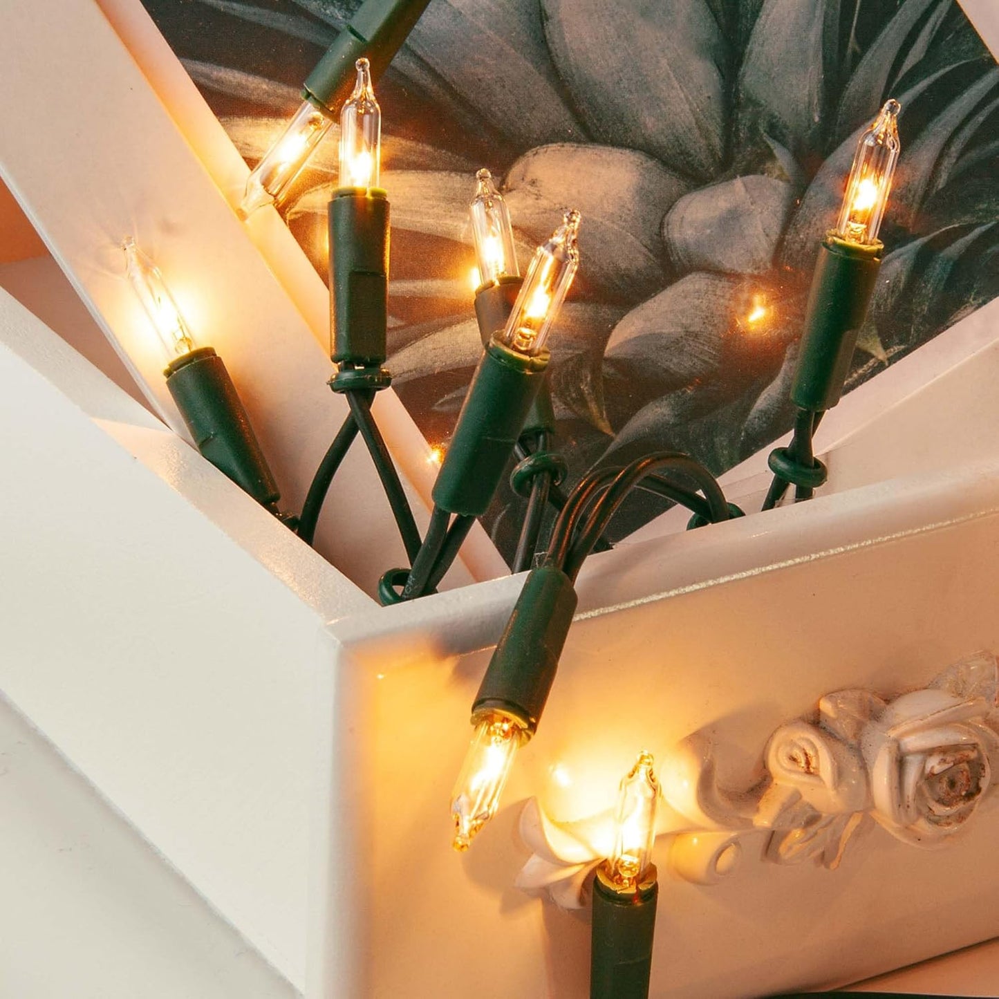 Lichterkette innen 35er für Weihnachtsbaum, Grünes Kabel - Transparente Lampe 35 Lichter / beleuchtet 5,1m