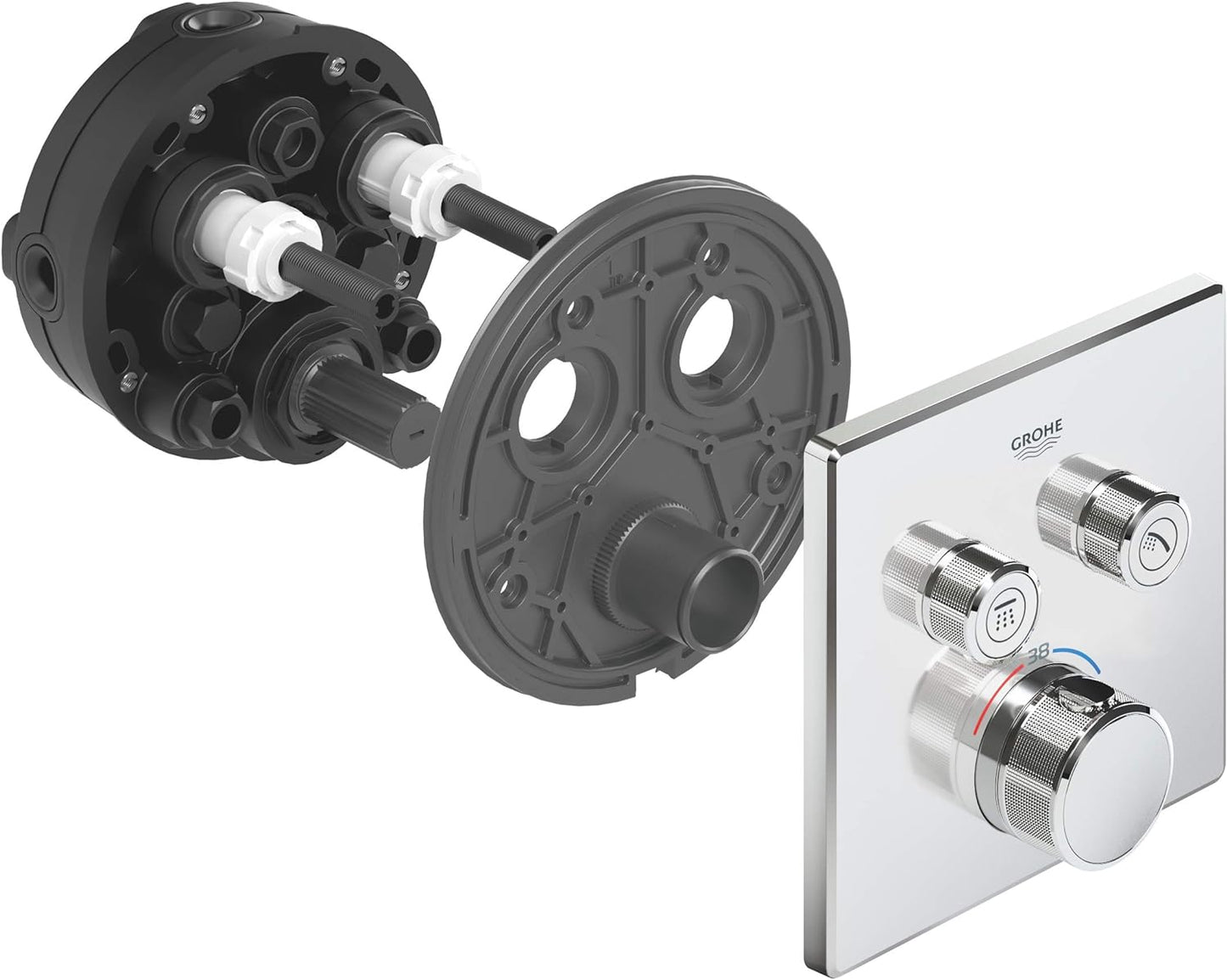 Grohtherm SmartControl, Chrom, eckig, 2 Absperrventile
