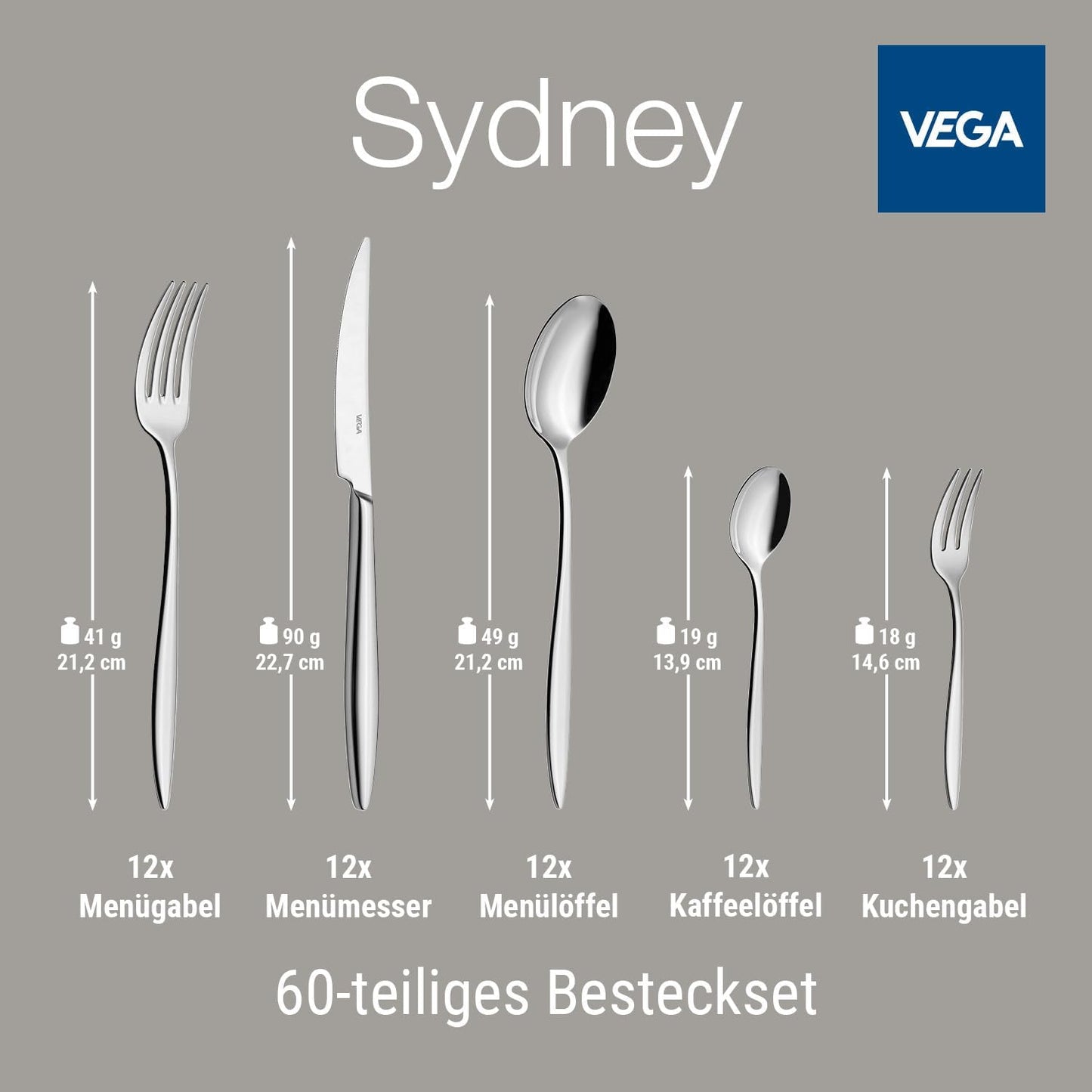 60-teiliges Besteckset Sydney