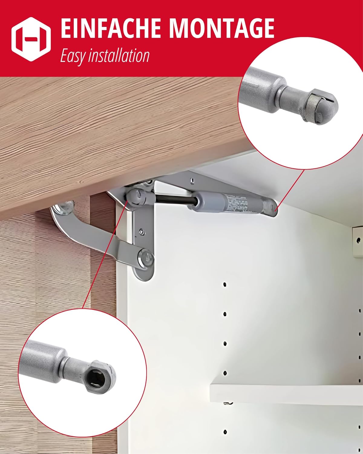 2-teiliges Gasdruckfeder-Set für Hochschwenkbeschlag, 250N