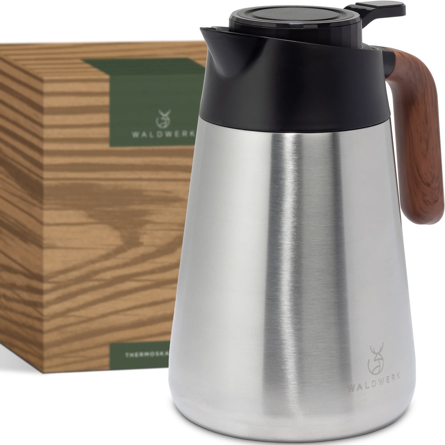 Thermoskanne mit tropffreiem Ausguss, 1.5 Liter, Edelstahl