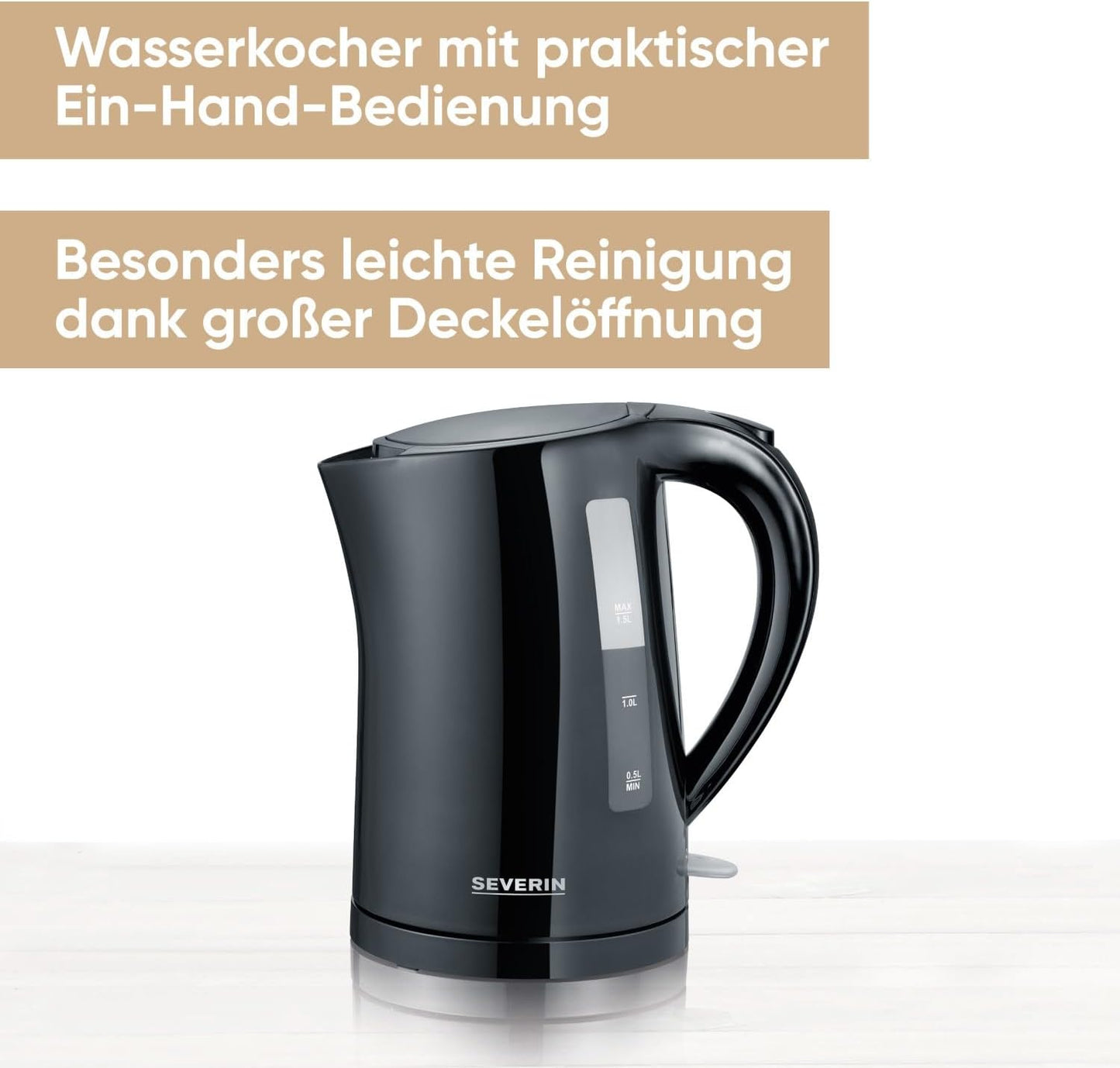 Wasserkocher WK 3498 mit Kalkfilter (1,5 L), Schwarz
