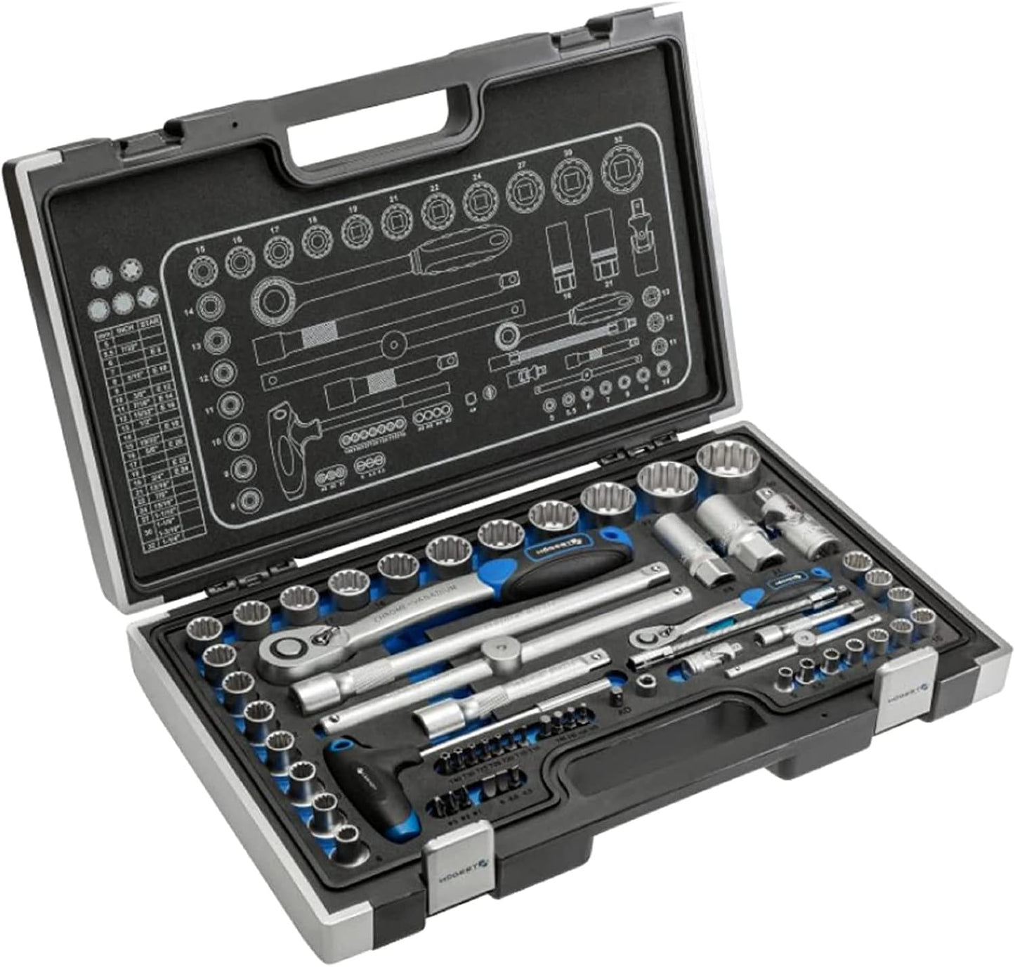 Werkzeugset mit Steckschlüsseln & Bits, 60 teilig