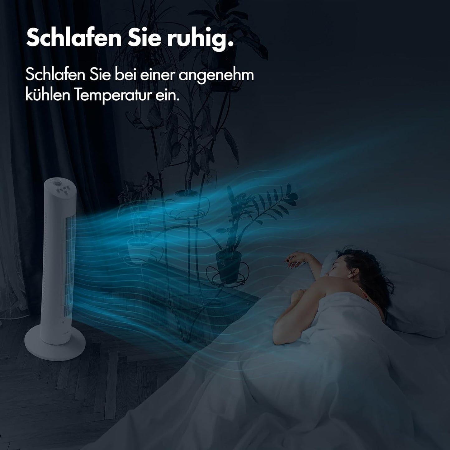 Turmventilator mit Timer & Aromaschale (80 cm), Weiss 80cm