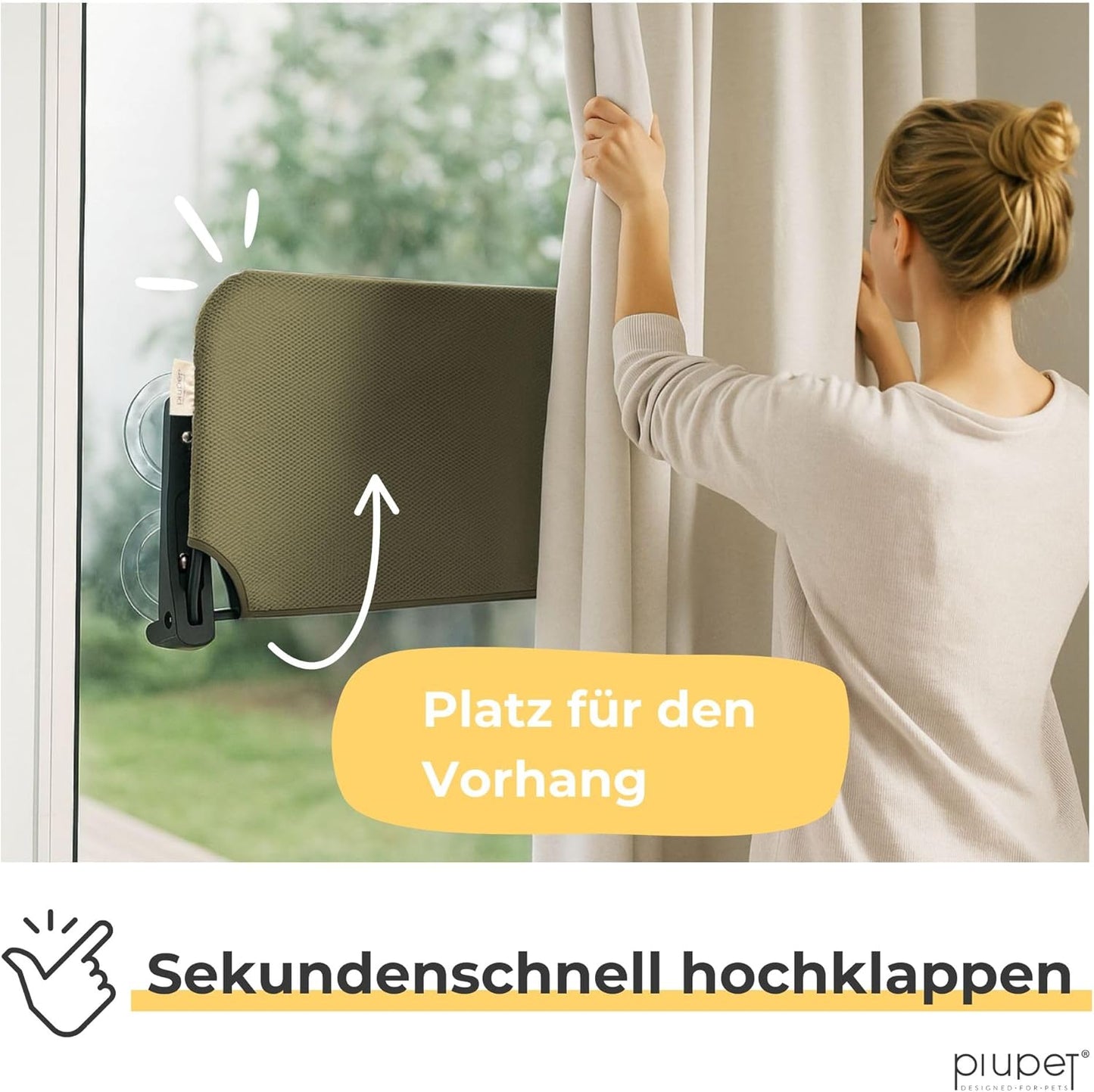 Schwebende klappbare Katzenfensterliege mit Saugnäpfen, Grün Gross