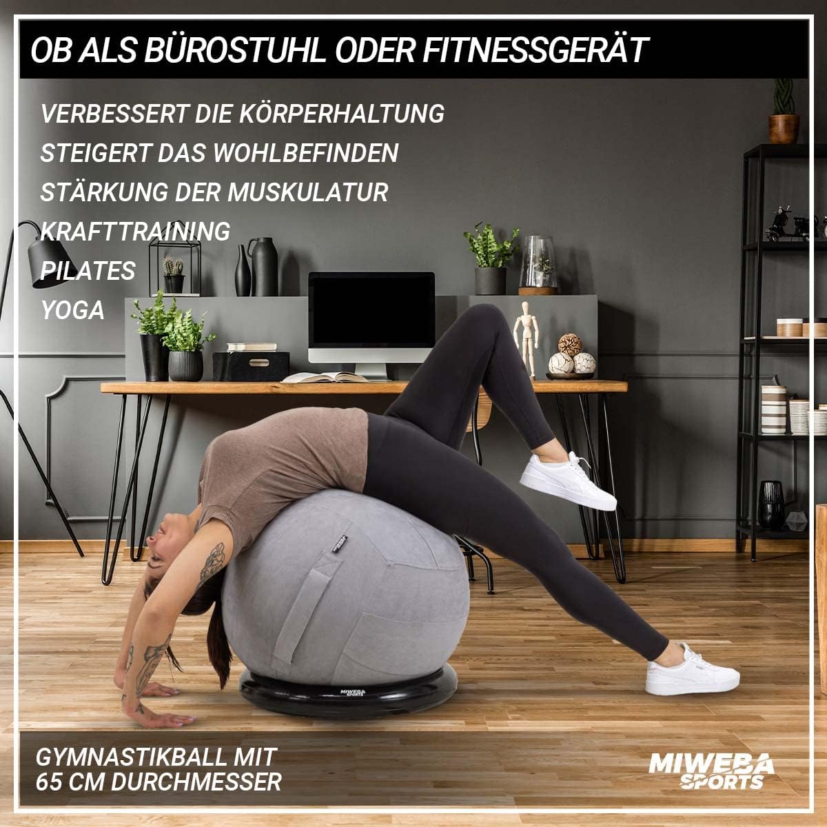 Gymnastikball mit Ballauflage, Grau