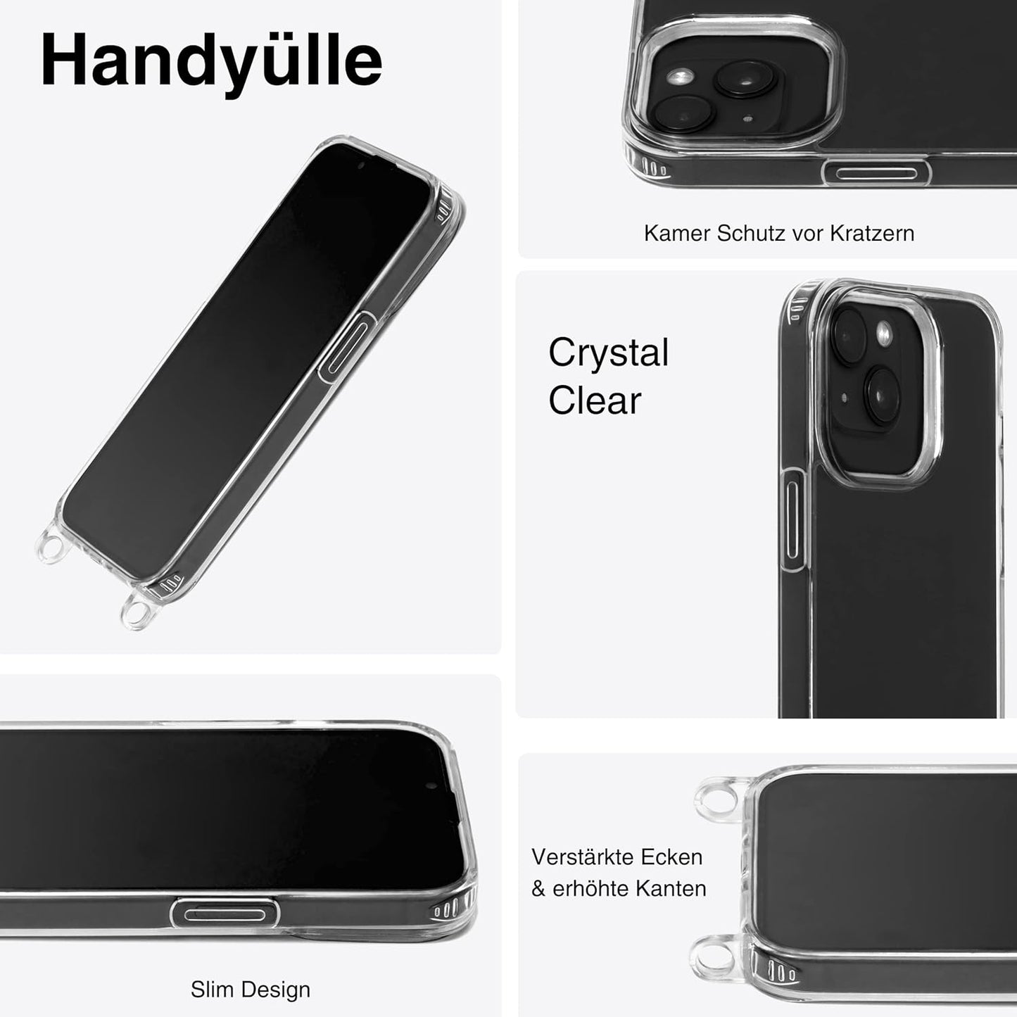 Handykette & Hülle für iPhone 13, iPhone 13|Kette Amber in Goldfarben + Kordel