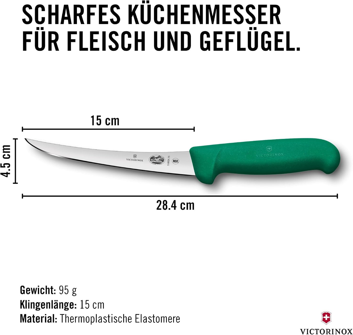 Fibrox Ausbeinmesser mit gebogener Klinge, Grün