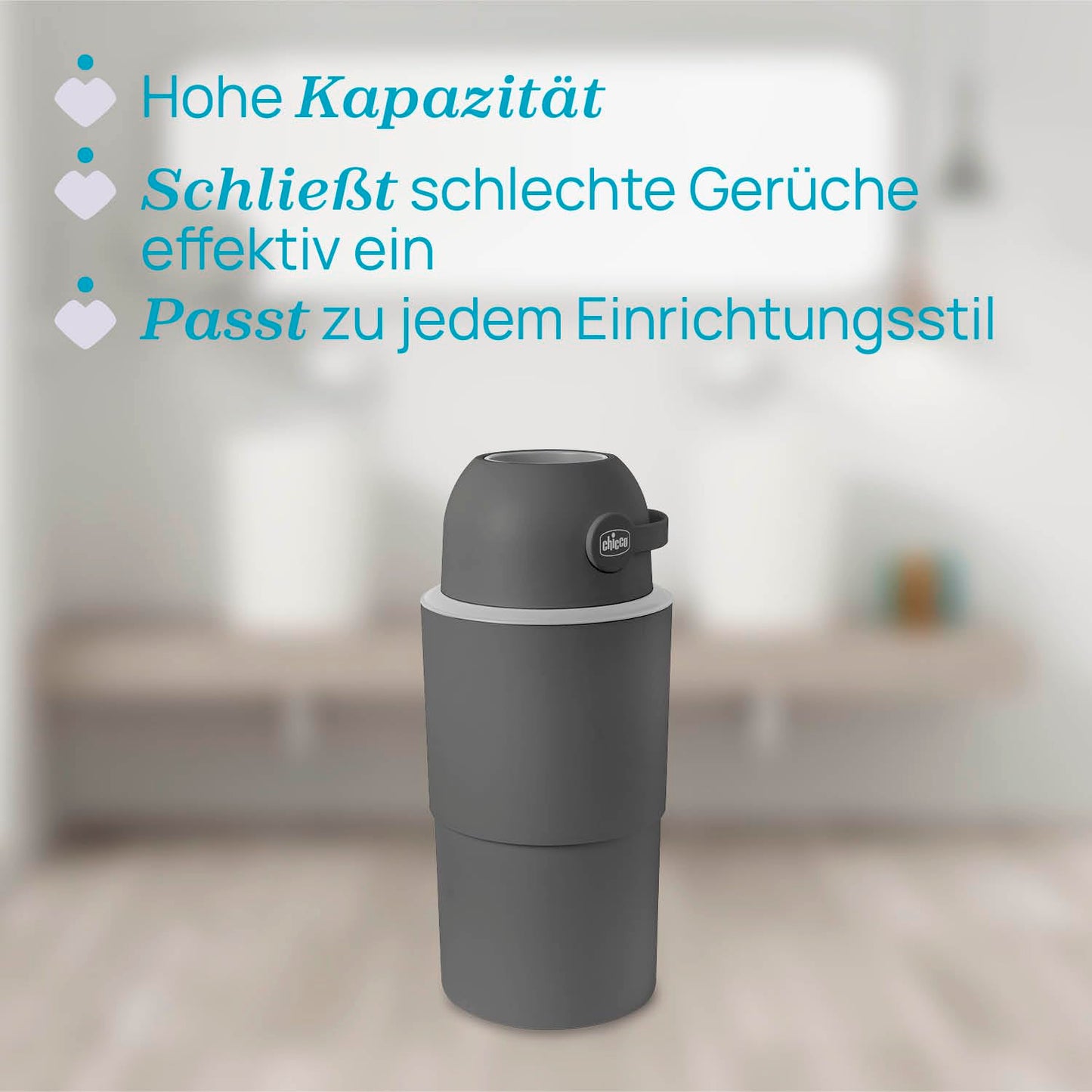 Windeleimer Odour Off, Grau XL - Bis zu 45 Windeln