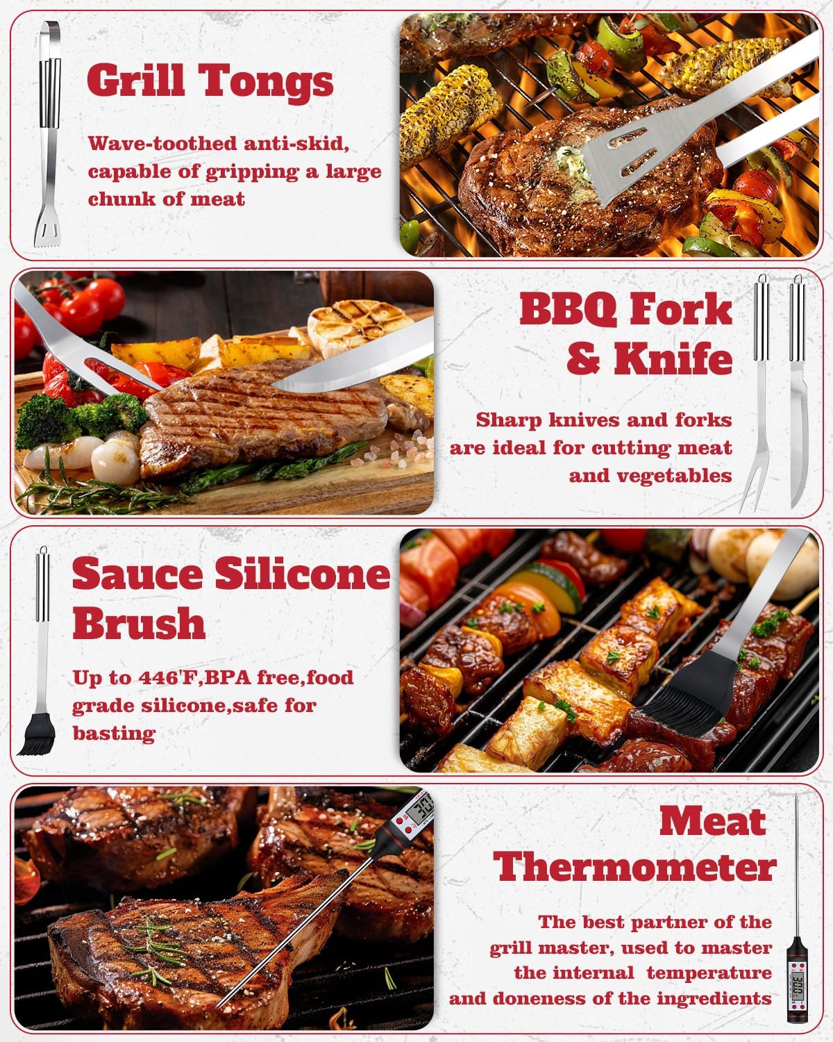 28-teiliges Grillbesteck Set mit Tragetasche, 28 PCS