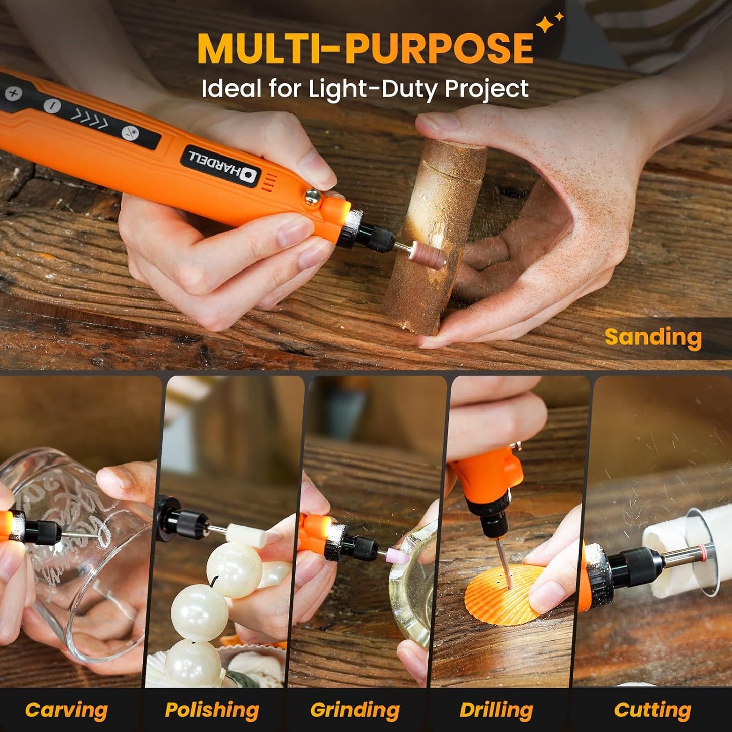 Mini-Akku-Rotationswerkzeug mit Zubehör, Orange