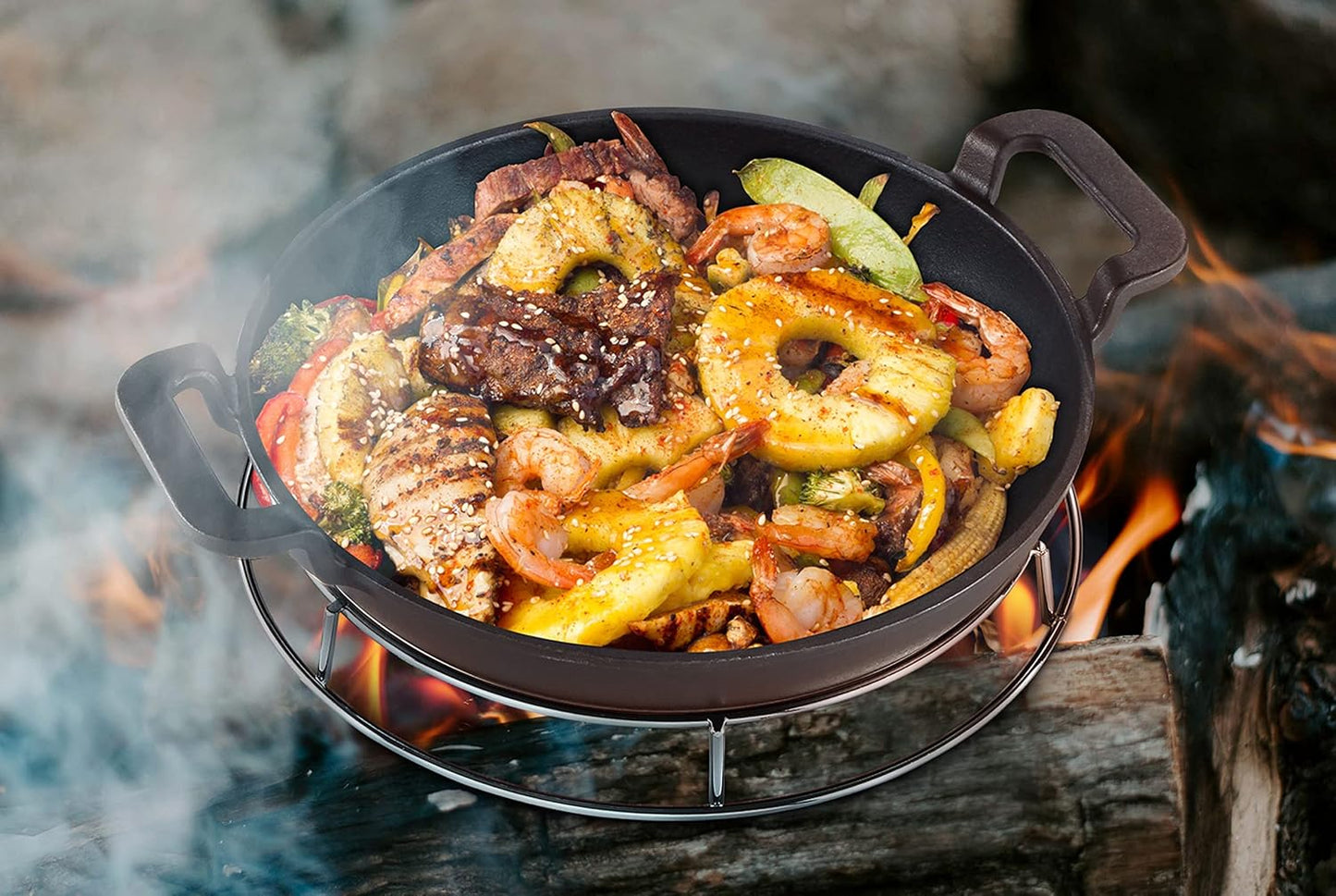 Grill-Wok aus Gusseisen