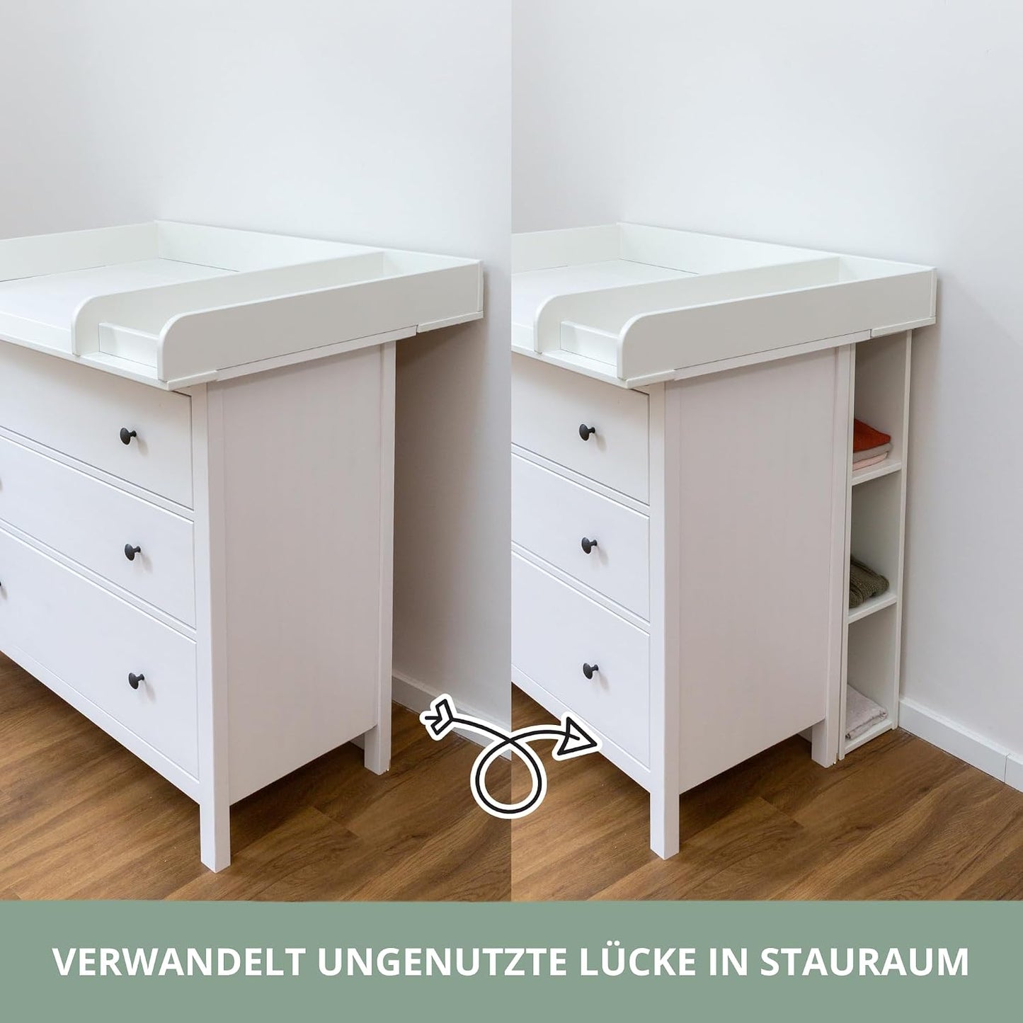 Stauraumregal für Wickelkommode, Weiss Für IKEA HEMNES