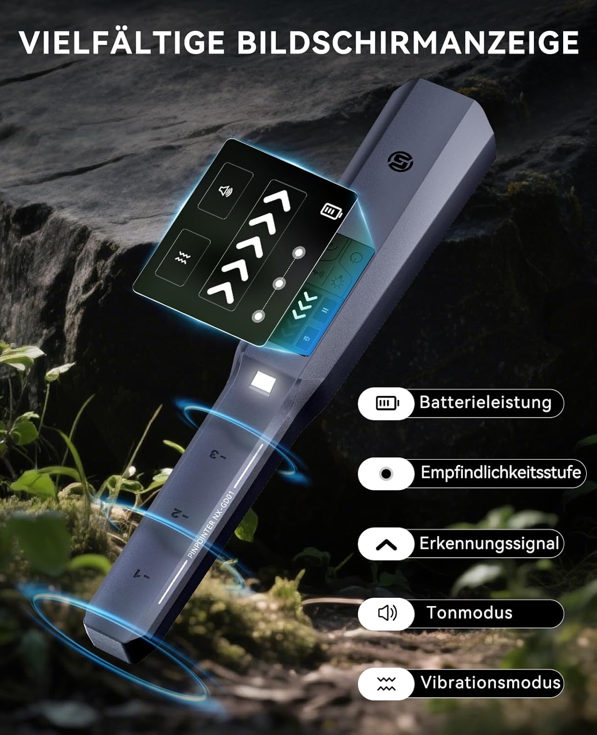 Pinpointer Metalldetektor mit LCD-Display