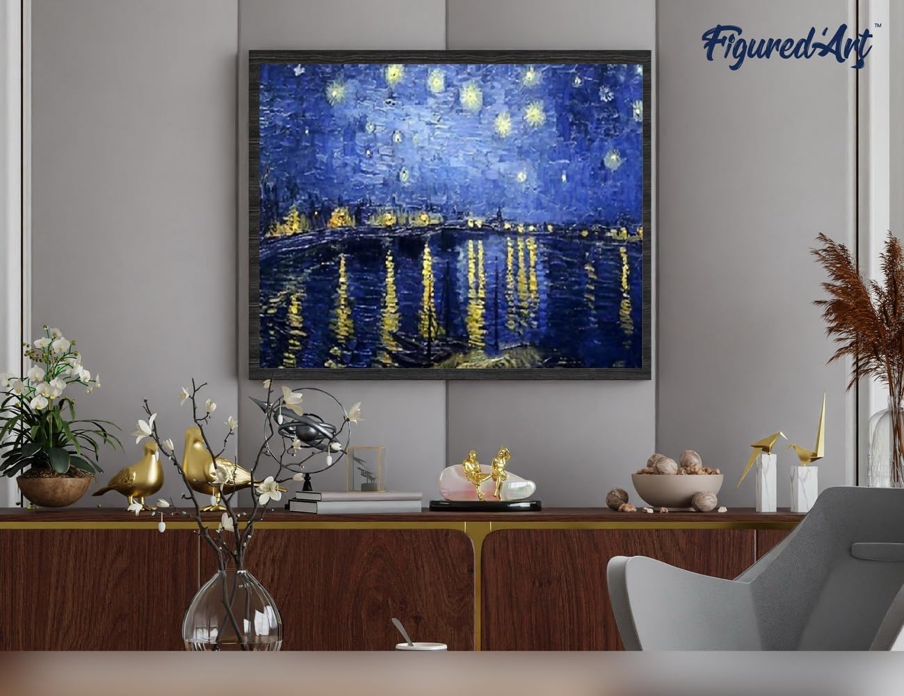 Malen nach Zahlen Set mit Keilrahmen, Van Gogh Sternennacht über der Rhone 40x50cm Mit Keilrahmen (nicht gespannt)