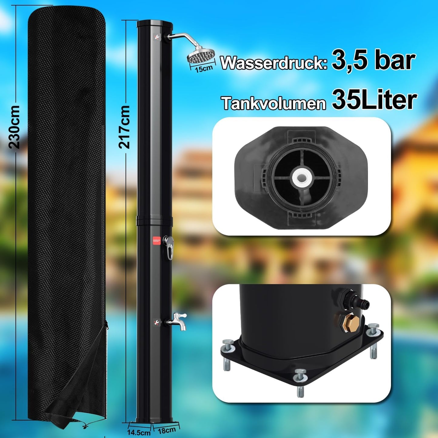 Solar-Gartendusche, 35L