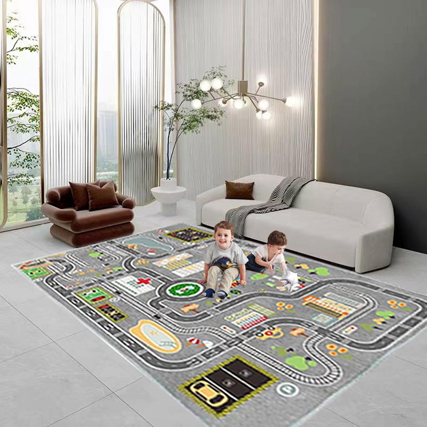 Kinder-Spielteppich mit Strassenmotiv, 80X120CM A