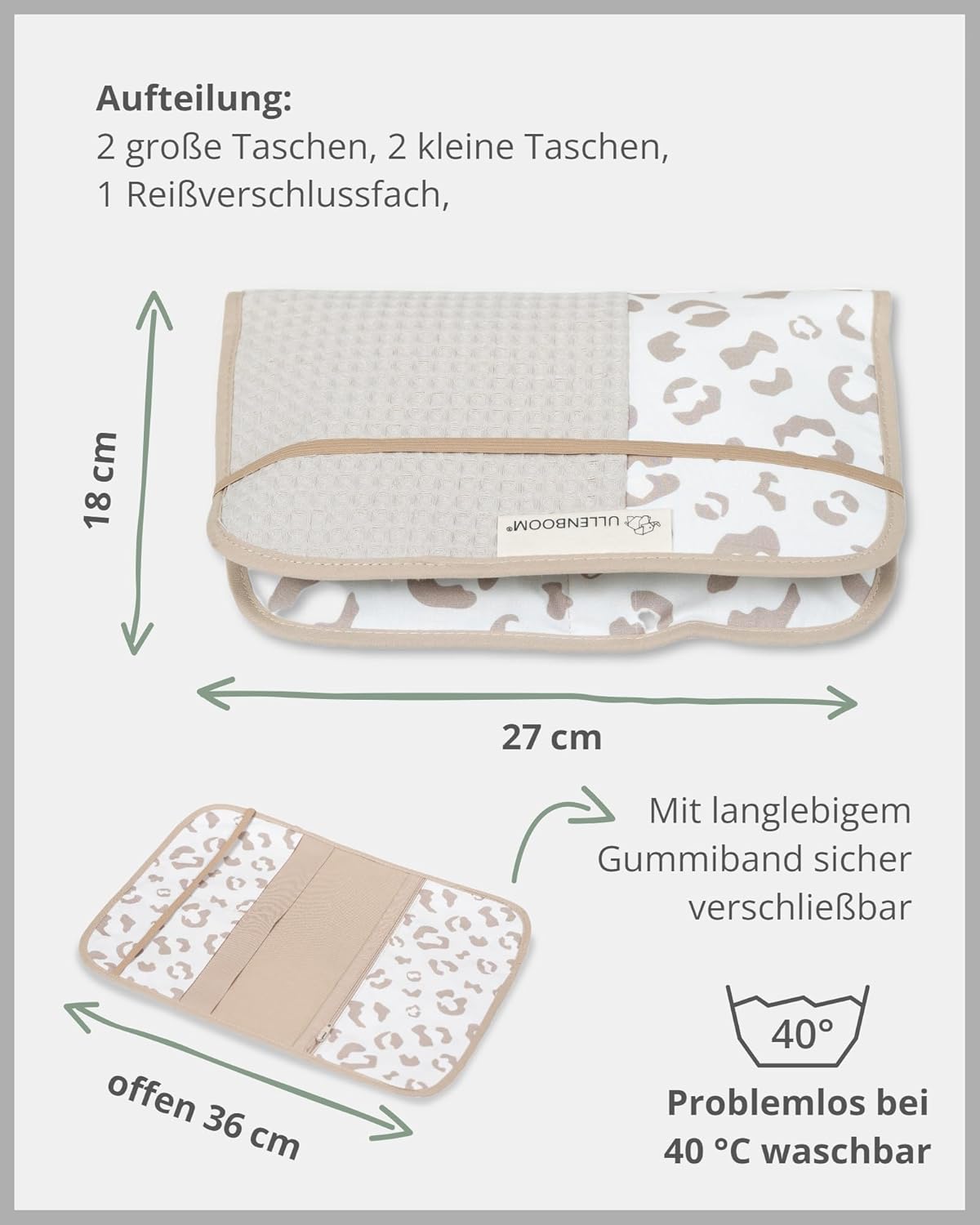 Windeltasche für unterwegs, Leo 18 x 27 cm