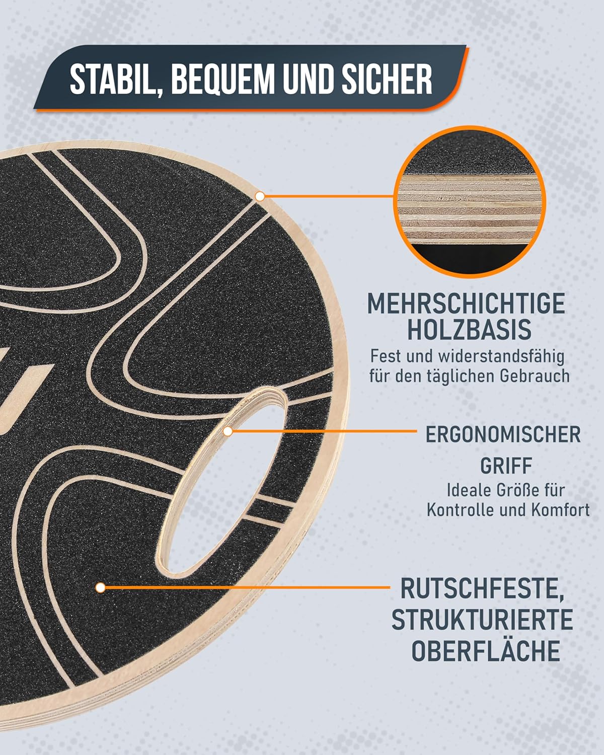 Balancebrett aus Holz für Ganzkörpertraining, #05 Holz – Rund (Graviert)