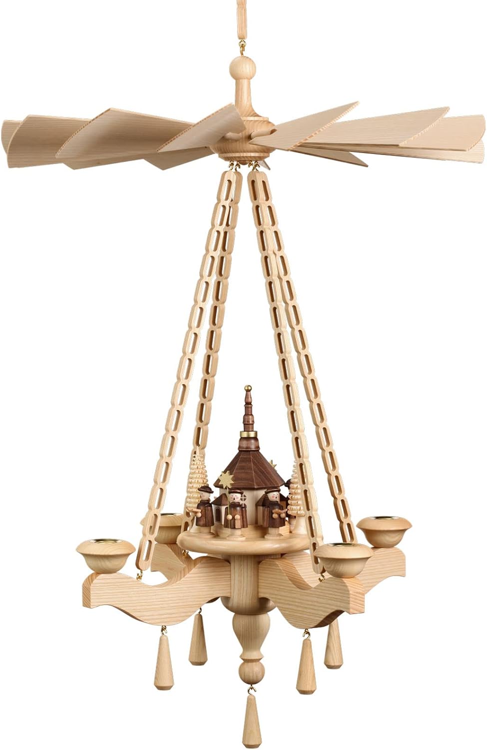 Hängepyramide Kurrende mit Kirche und Teelichtern