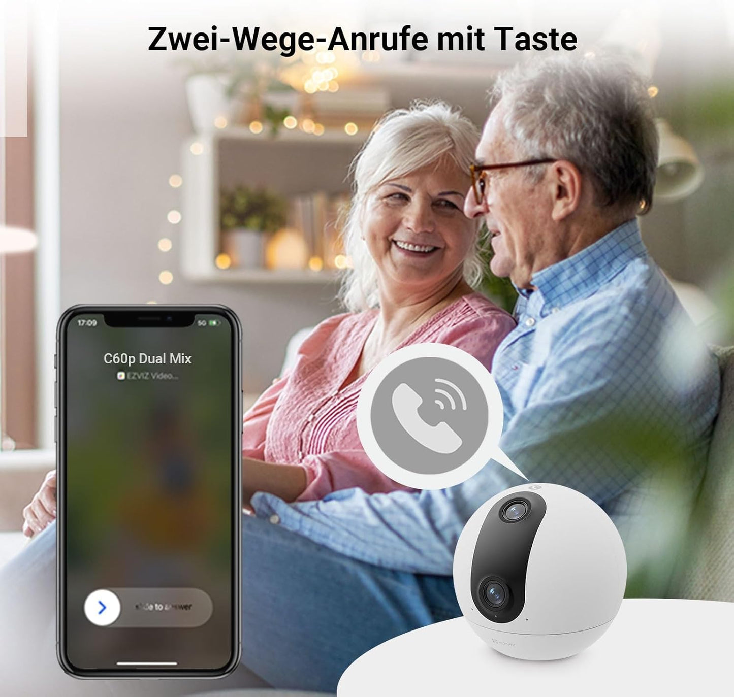 C60p Innenkamera mit 2K+ Dual-Lens und Personenerkennung, Duallens 2K+