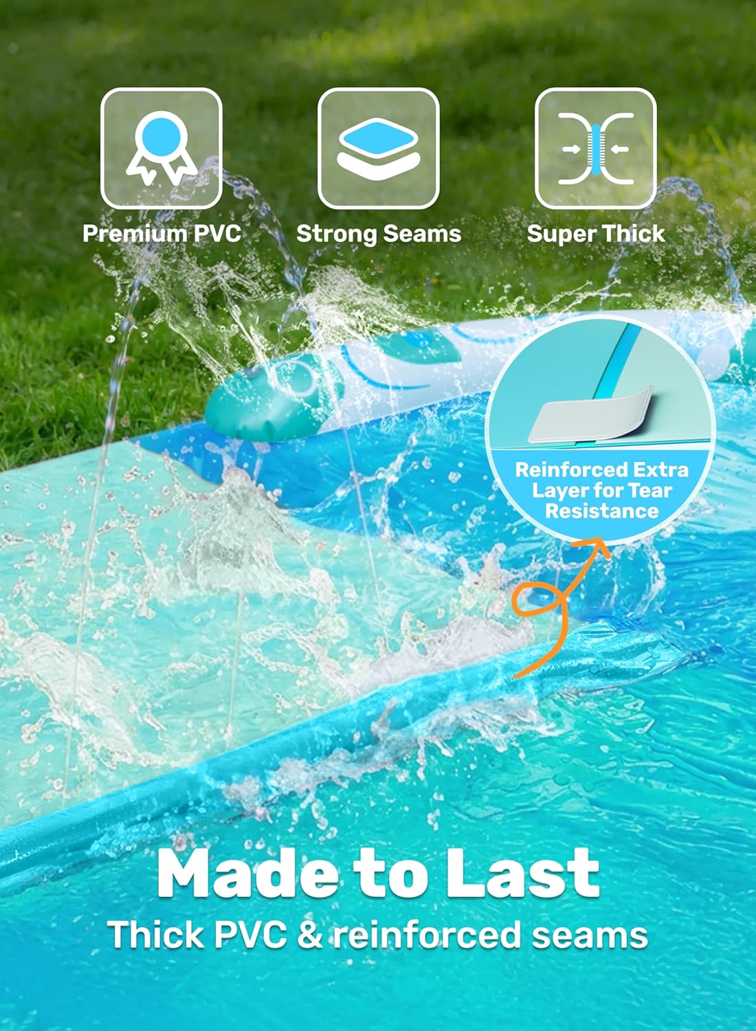 Doppel-Wasserrutsche mit Sprinkler und Bodyboards, 990,6 cm Blau, Hellblau