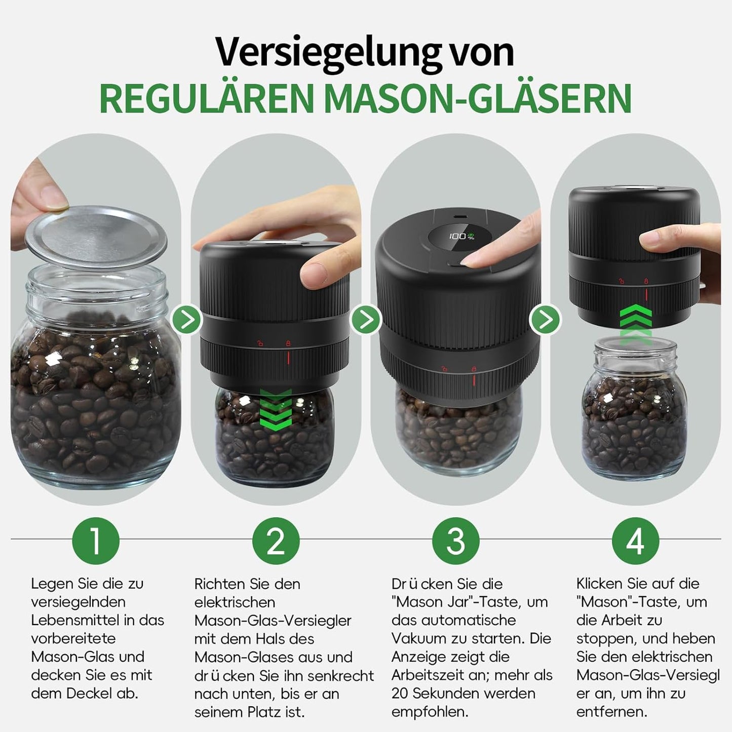 Elektrischer Vakuumierer für Einmachgläser, Schwarz