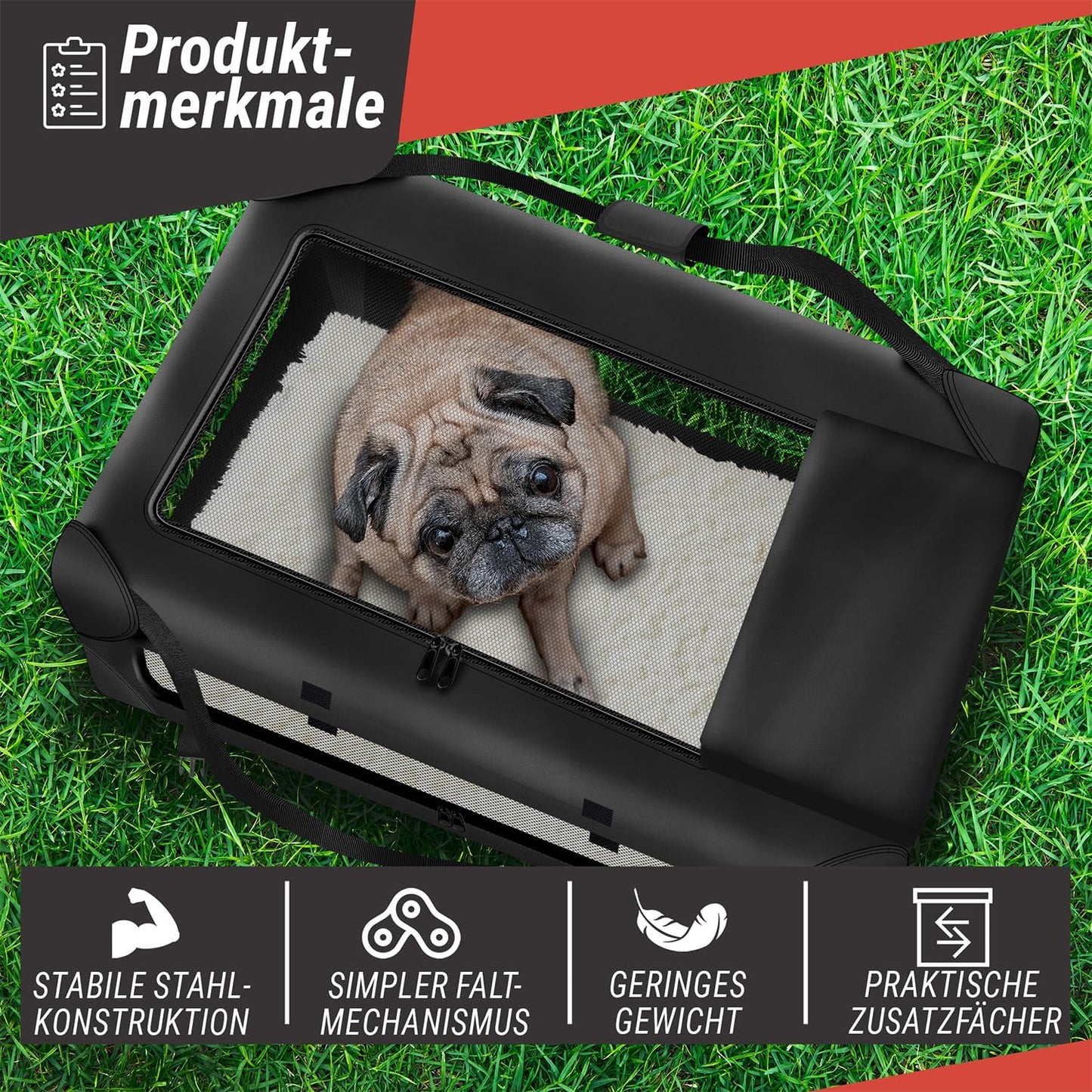 Faltbare Hunde-Transportbox, S - 49x34x34 cm