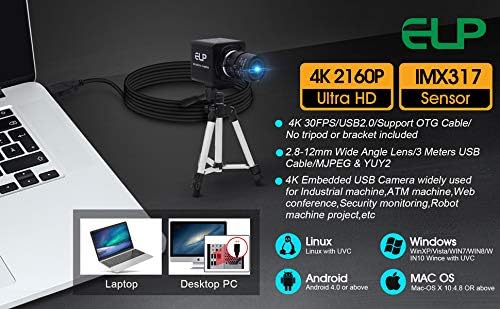 4K Ultra HD Webcam mit Zoom-Objektiv (5-50mm), 4K 2160P IMX317 Sensor