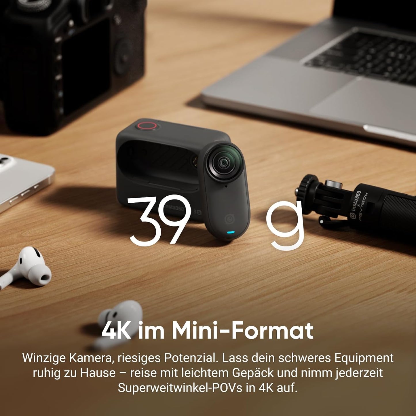 Helmintegrierte 4K Vlogging-Kamera für Motorrad-Perspektive, Nachtschwarz Motorrad-POV-Bundle (Sonderedition)