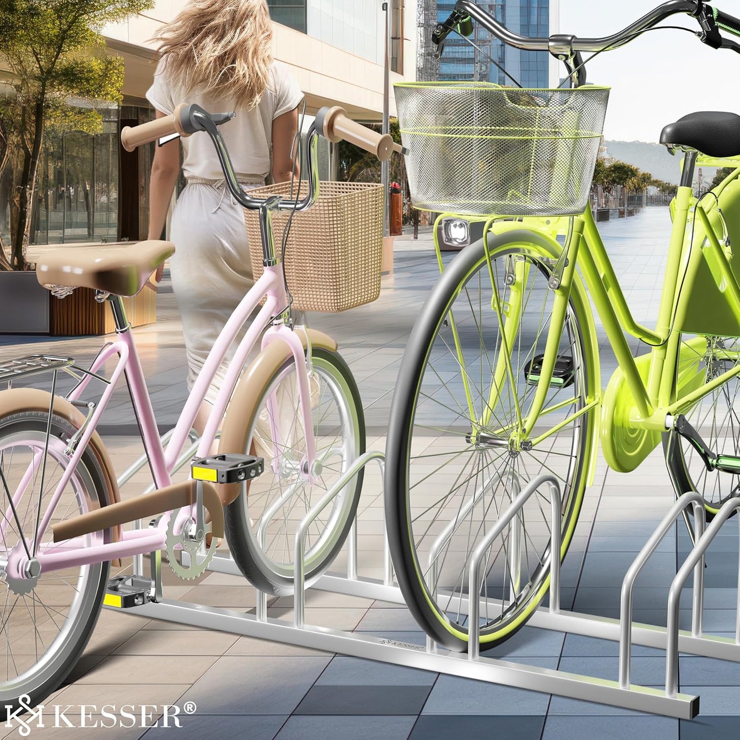 Veloständer für sechs Räder, Silber|6 Fahrräder