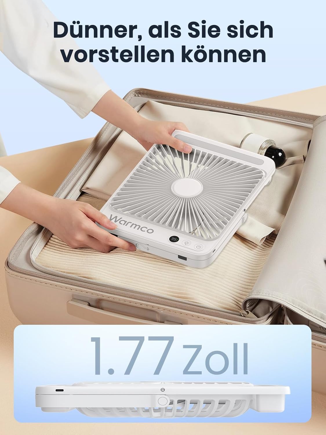 Camping-Ventilator mit Lampe, Weiss